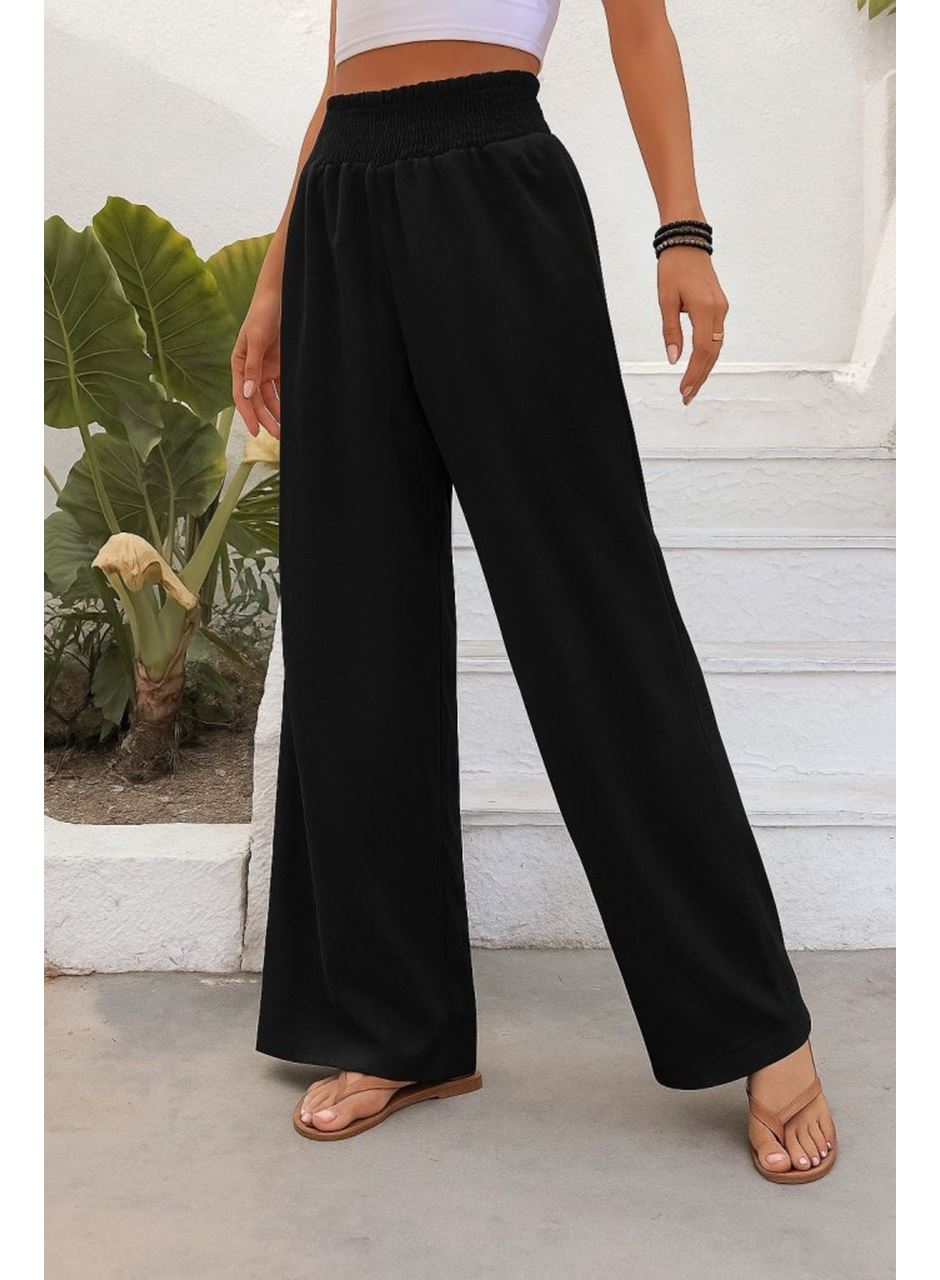 Kadın Yüksek Bel Lastikli Ithal Krep Pantolon