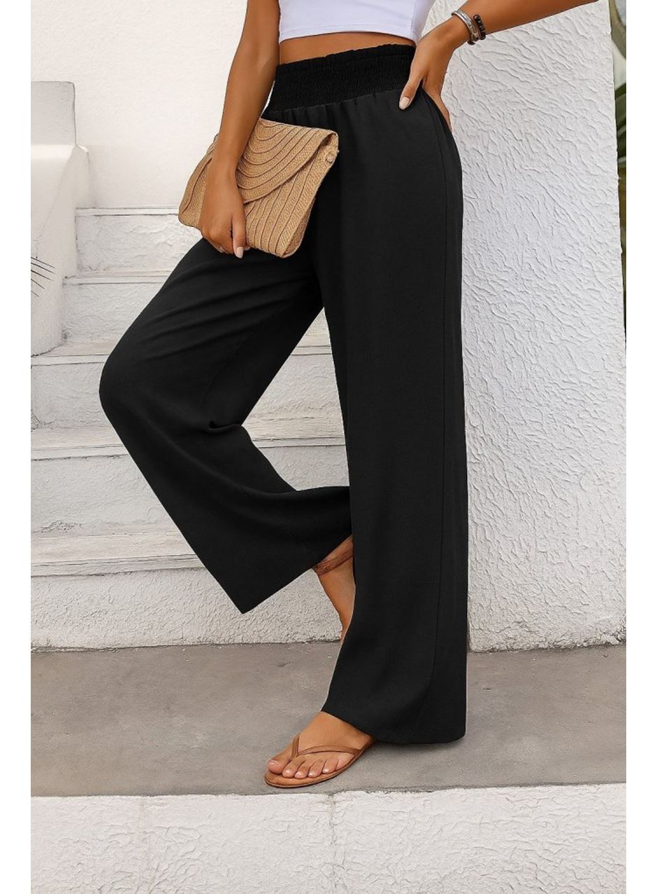Kadın Yüksek Bel Lastikli Ithal Krep Pantolon