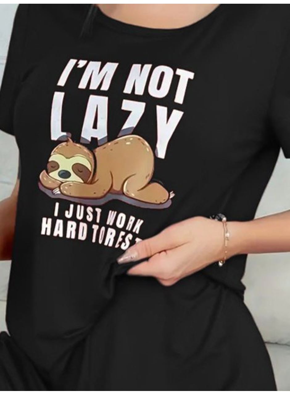 Kadın Kısa Kollu Bisiklet Yaka Baskılı Viskon Bluz Ve şort Ikili Takım