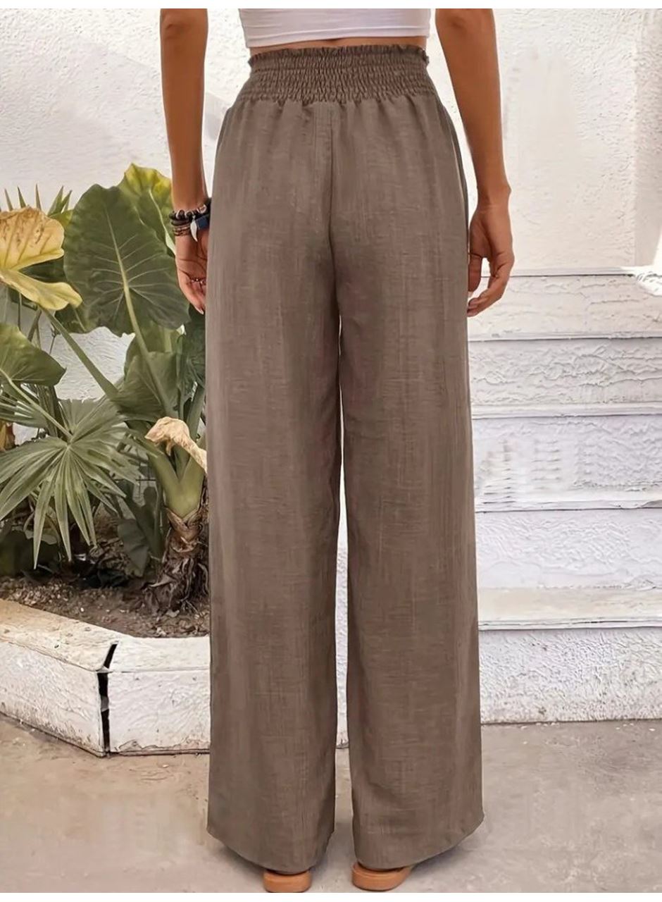 Kadın Yüksek Bel Lastikli Ithal Krep Pantolon