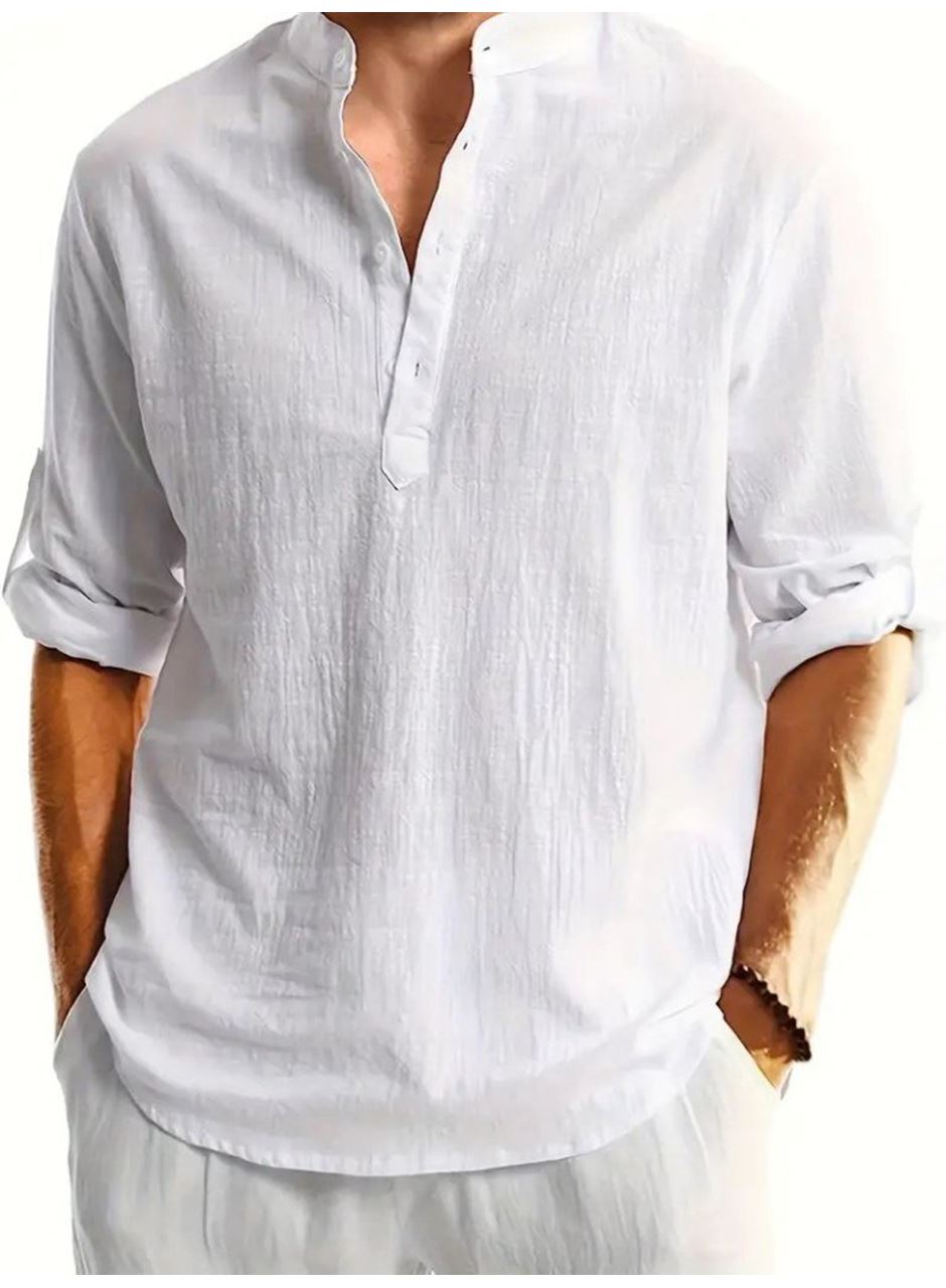 Erkek Uzun Kollu Hakim Yaka Düğmeli Erkek Müslim Gömlek