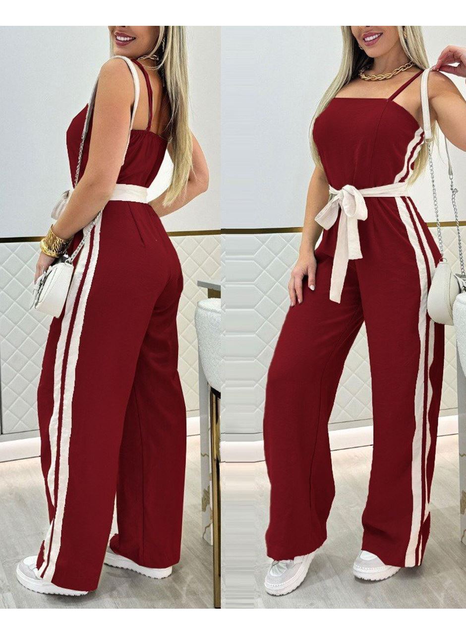 Kadın Ip Askılı Straplez Belden Kuşaklı Viskon Iki Iplik Tulum