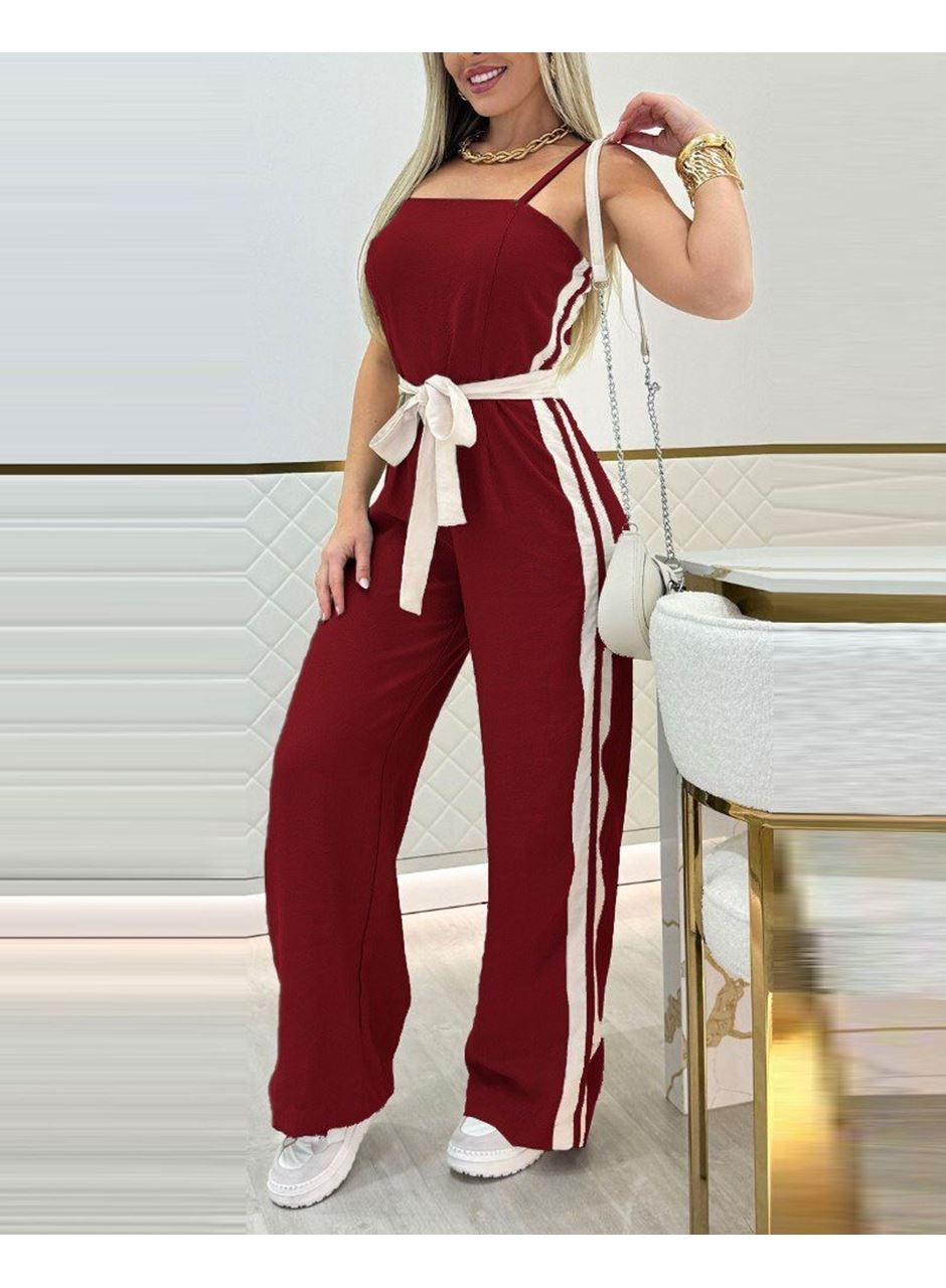 Kadın Ip Askılı Straplez Belden Kuşaklı Viskon Iki Iplik Tulum