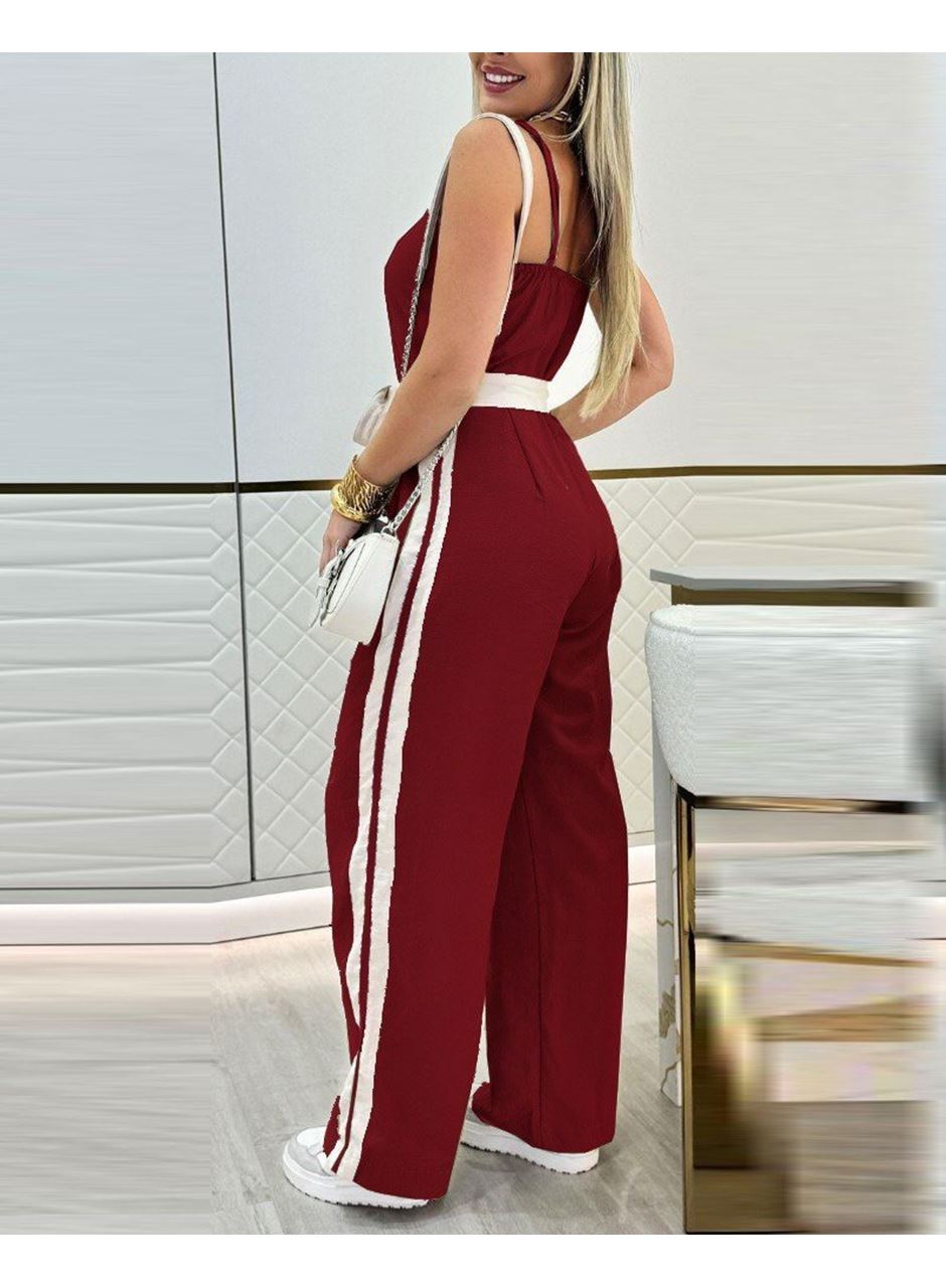 Kadın Ip Askılı Straplez Belden Kuşaklı Viskon Iki Iplik Tulum