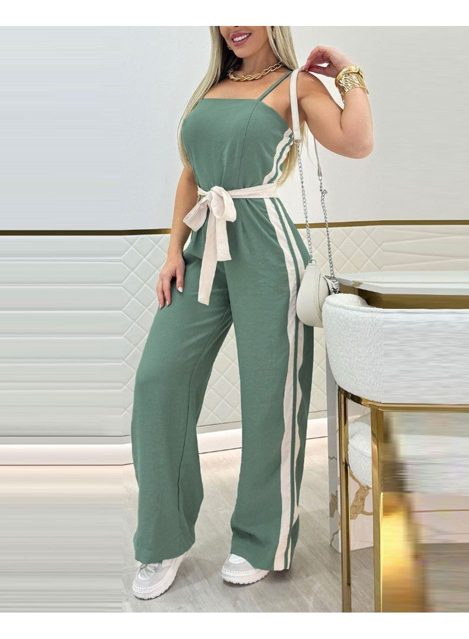 Kadın Ip Askılı Straplez Belden Kuşaklı Viskon Iki Iplik Tulum