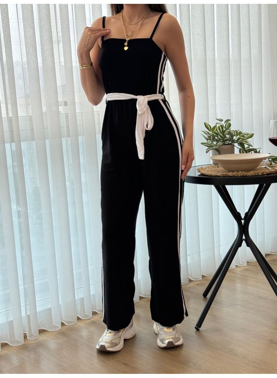 Kadın Ip Askılı Straplez Belden Kuşaklı Viskon Iki Iplik Tulum