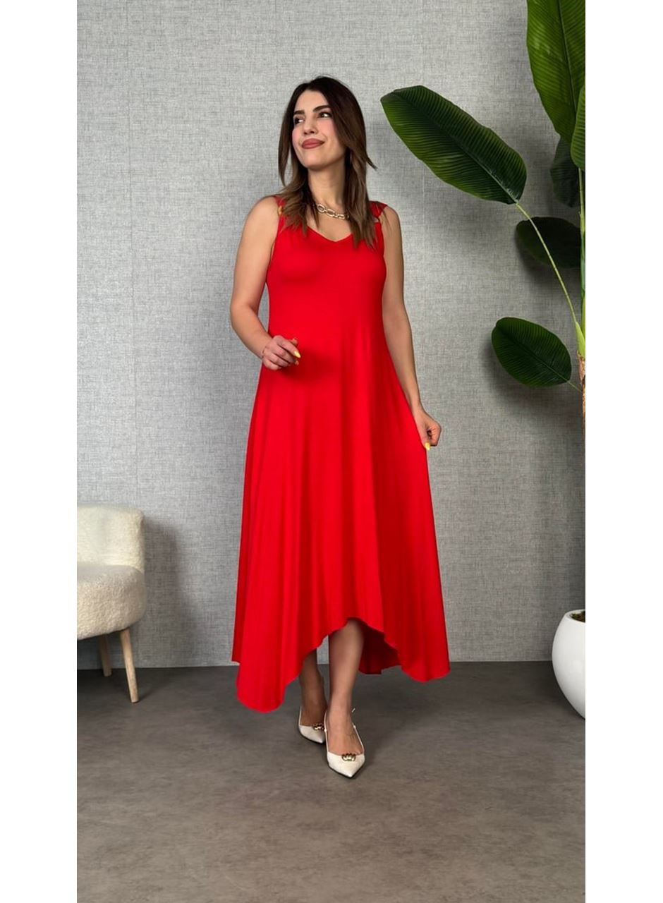 Kadın Omuz Askılı Toka Detay Maxi Boy Elbise