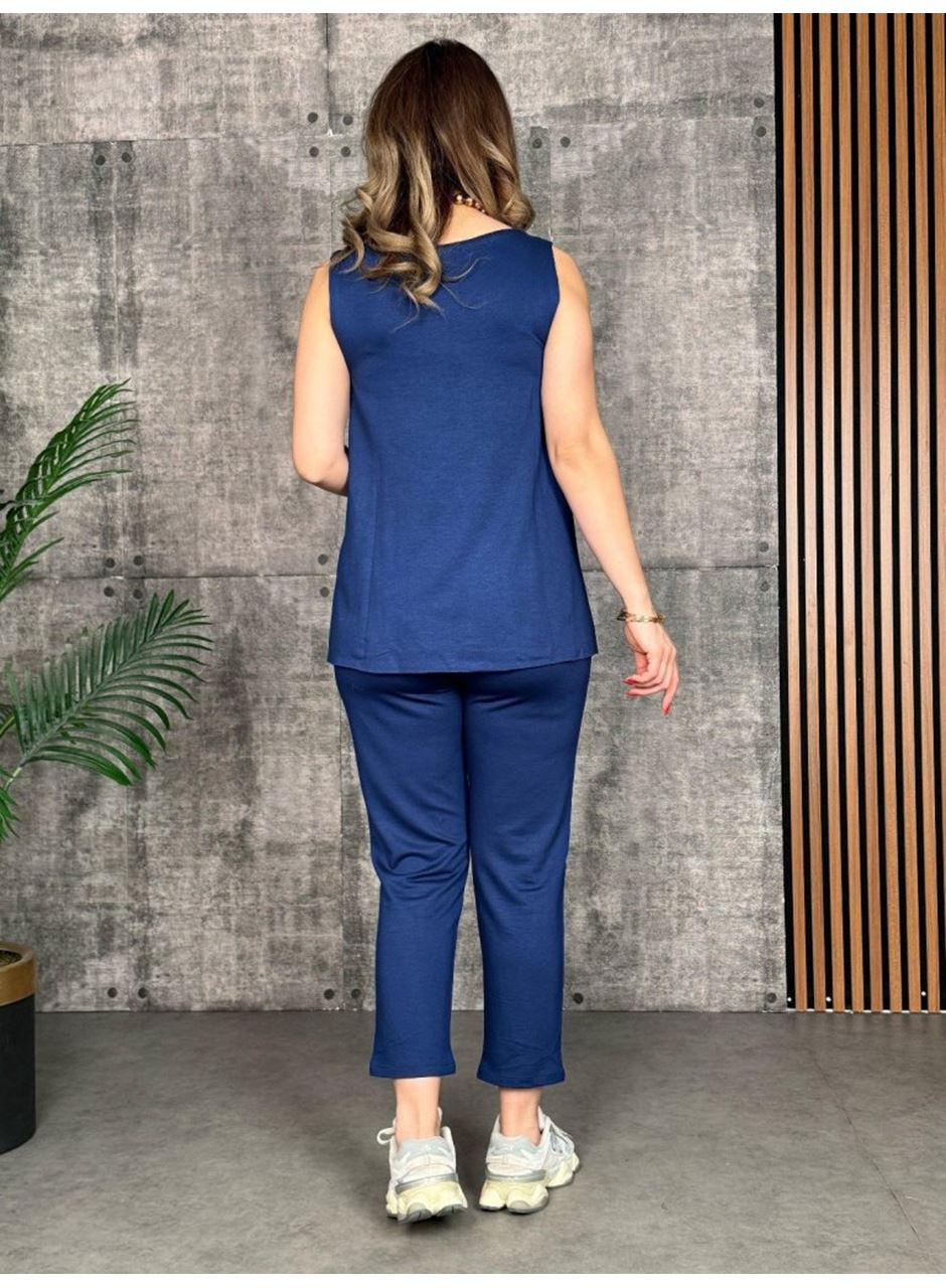 Kadın Askılı Yuvarlak Yaka Viskon Iki Iplik Bluz Ve Eşofman Altı Ikili Takım