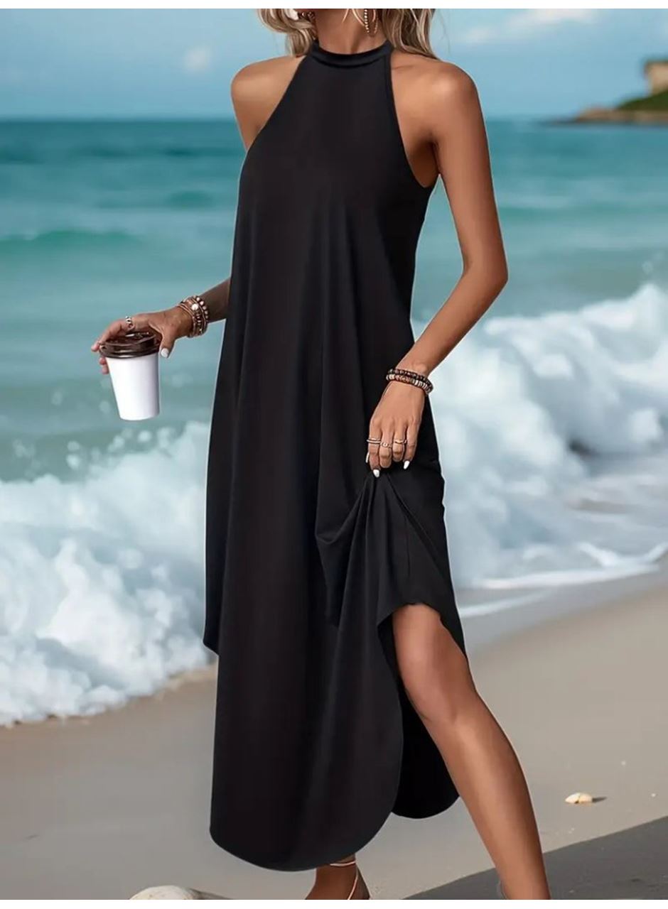 Kadın Daire Yakalı Reglan Kol Viskon Elbise