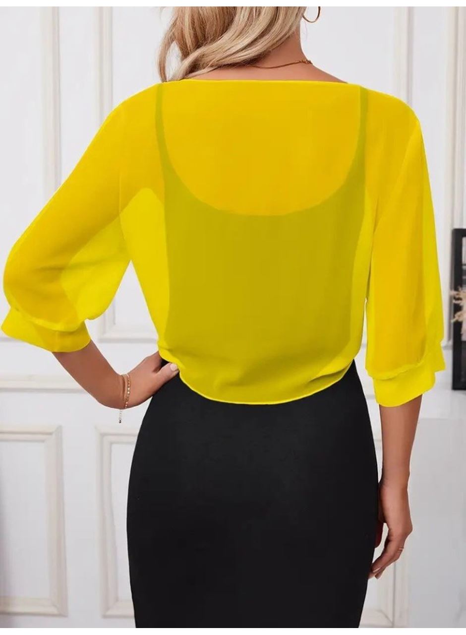 Kadın Truvakar Kollu önden Bağlamalı Kısa şifon Bolero Ceket