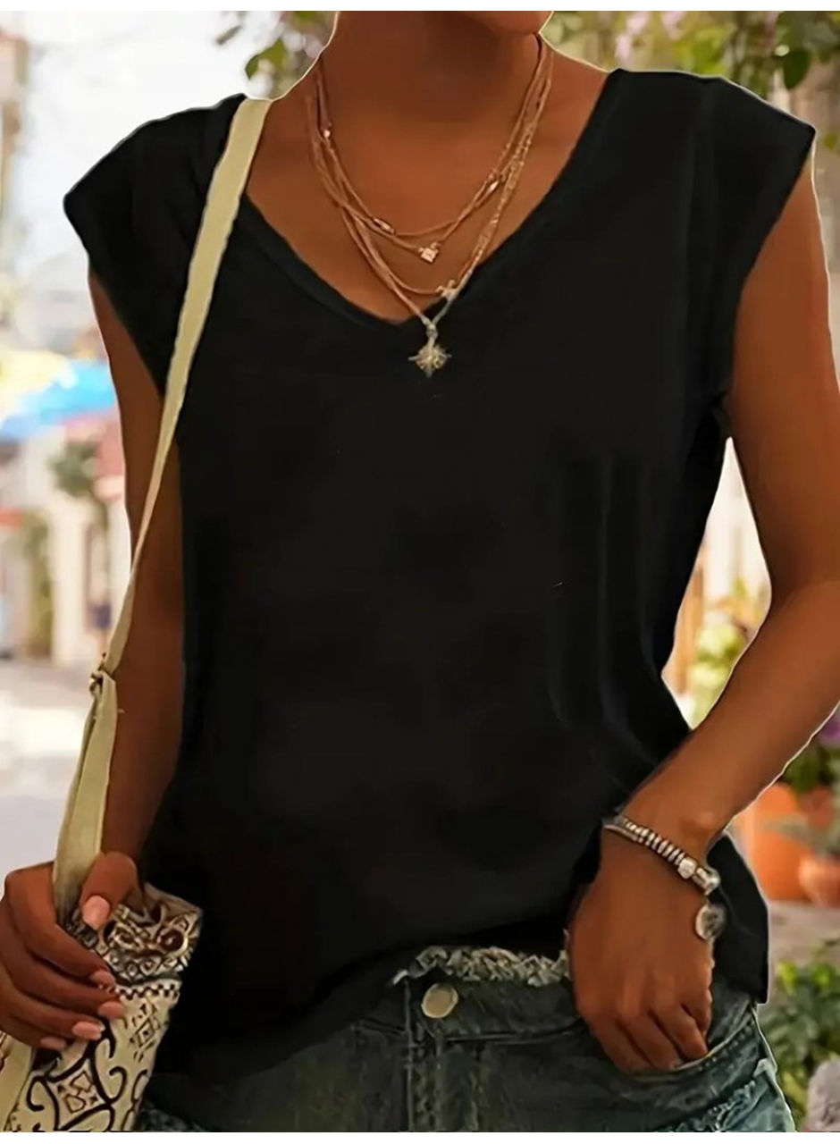 Kadın Kısa Kollu V Yakalı Viskon Bluz