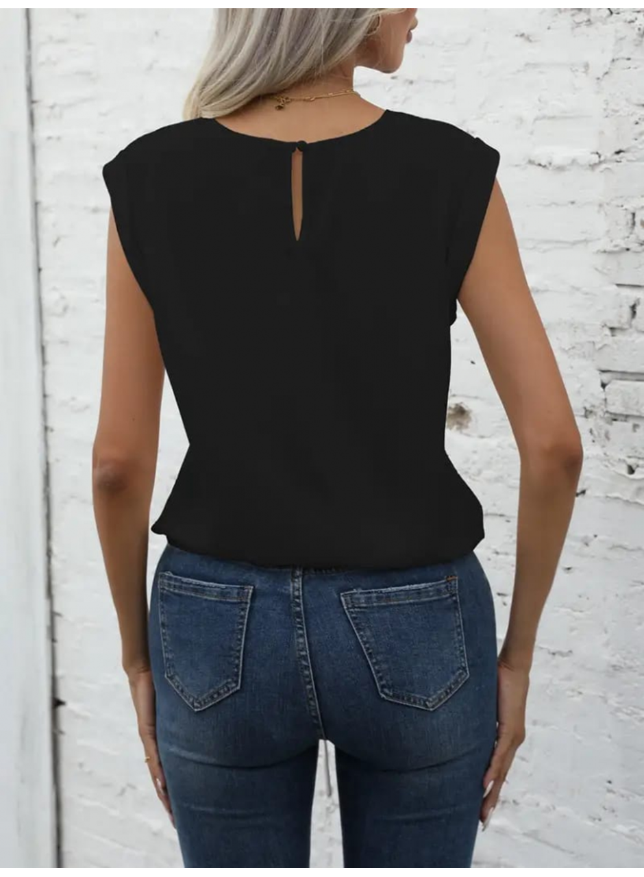 Kadın Sıfır Kol Etek Ucu Bağlama Detay Ithal Krep Bluz