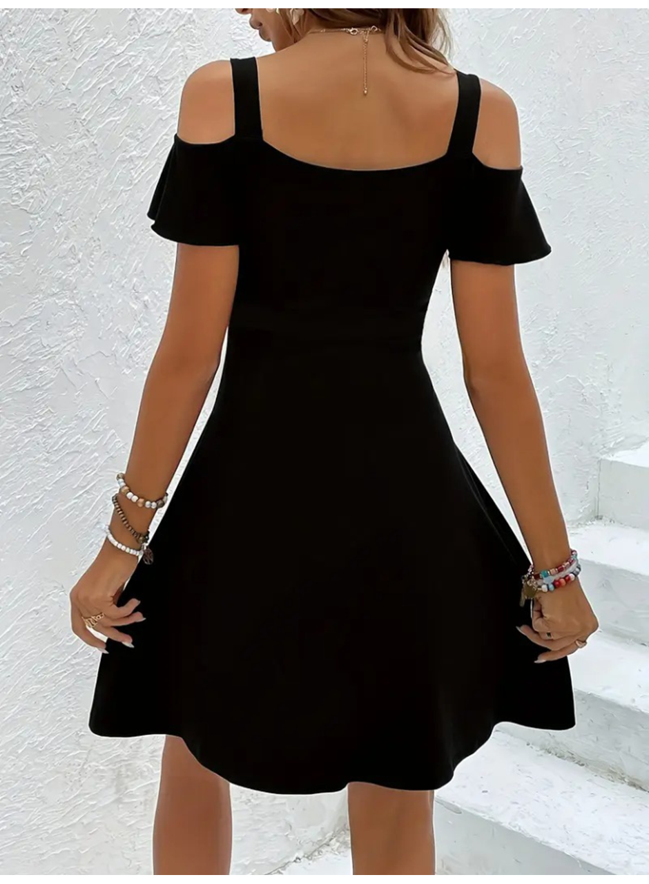 Kadın Askılı Derin V Yakalı Viskon Elbise