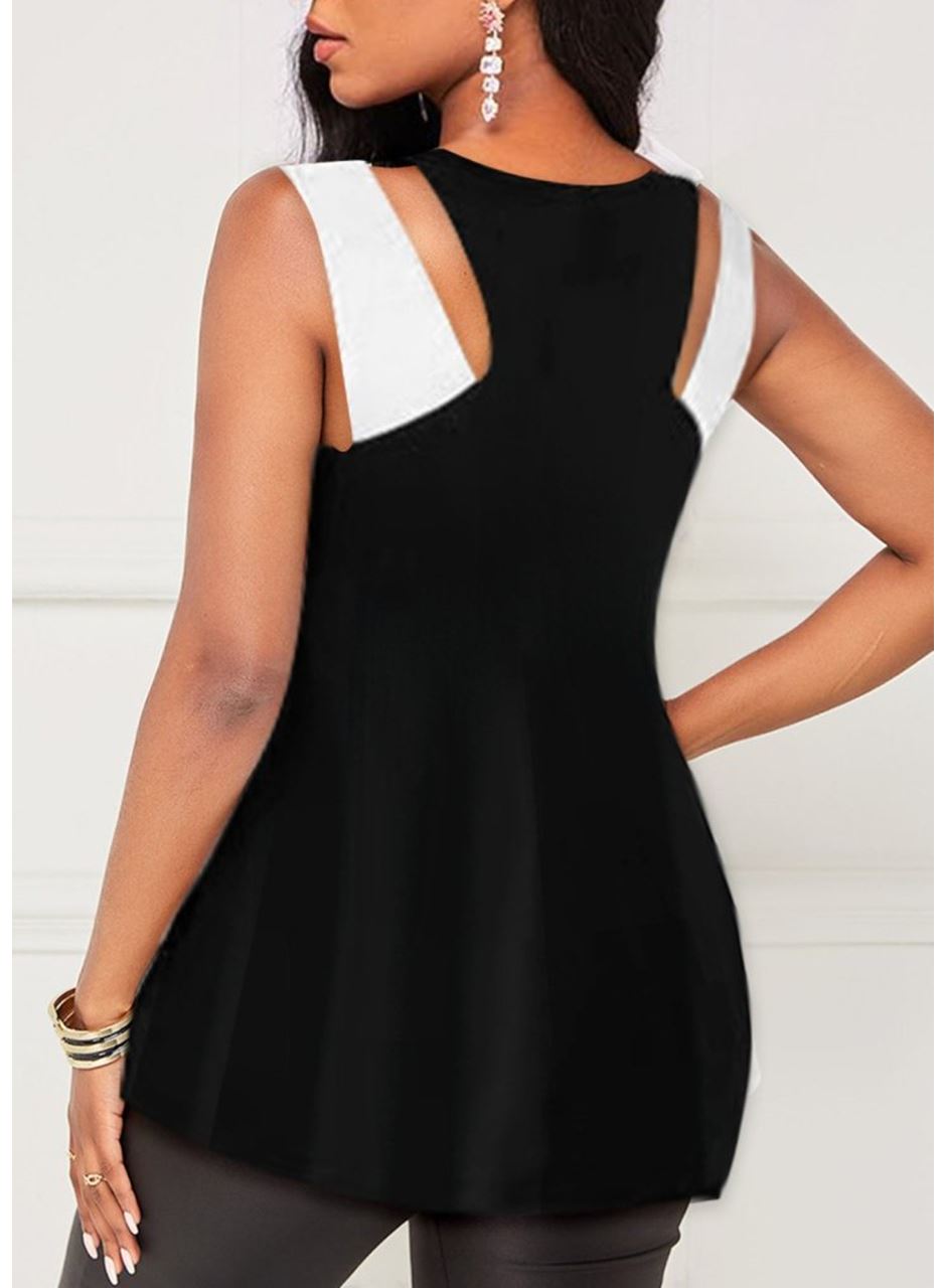 Kadın Askılı Boyundan çapraz Halter Yakalı çift Renkli Viskon Bluz