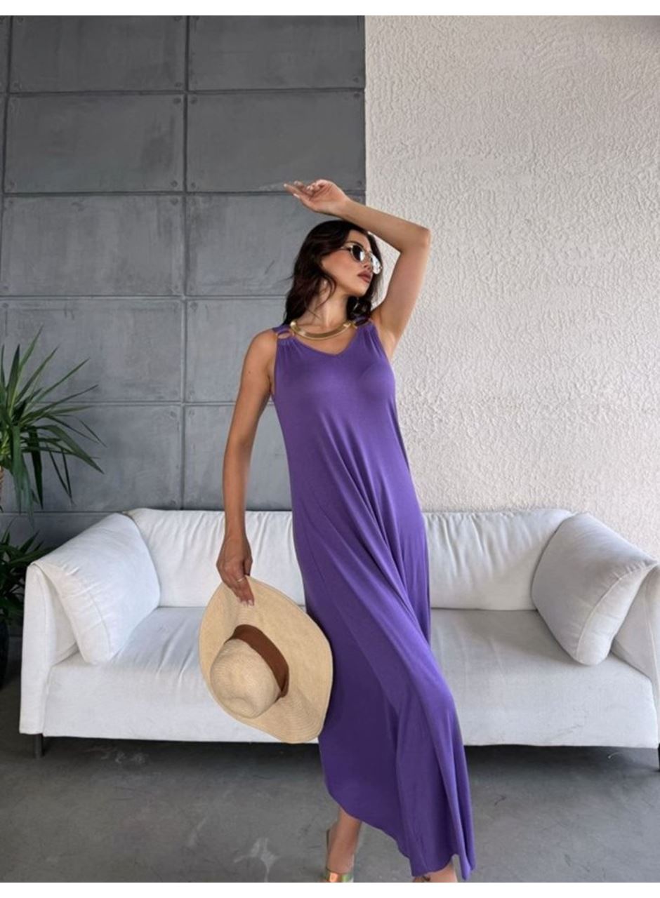 Kadın çan Dokuma Kumaş V Yaka Asimetrik Kesim Elbise