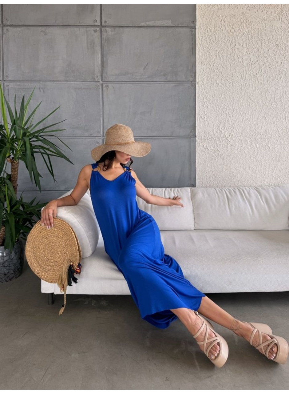 Kadın çan Dokuma Kumaş V Yaka Asimetrik Kesim Elbise