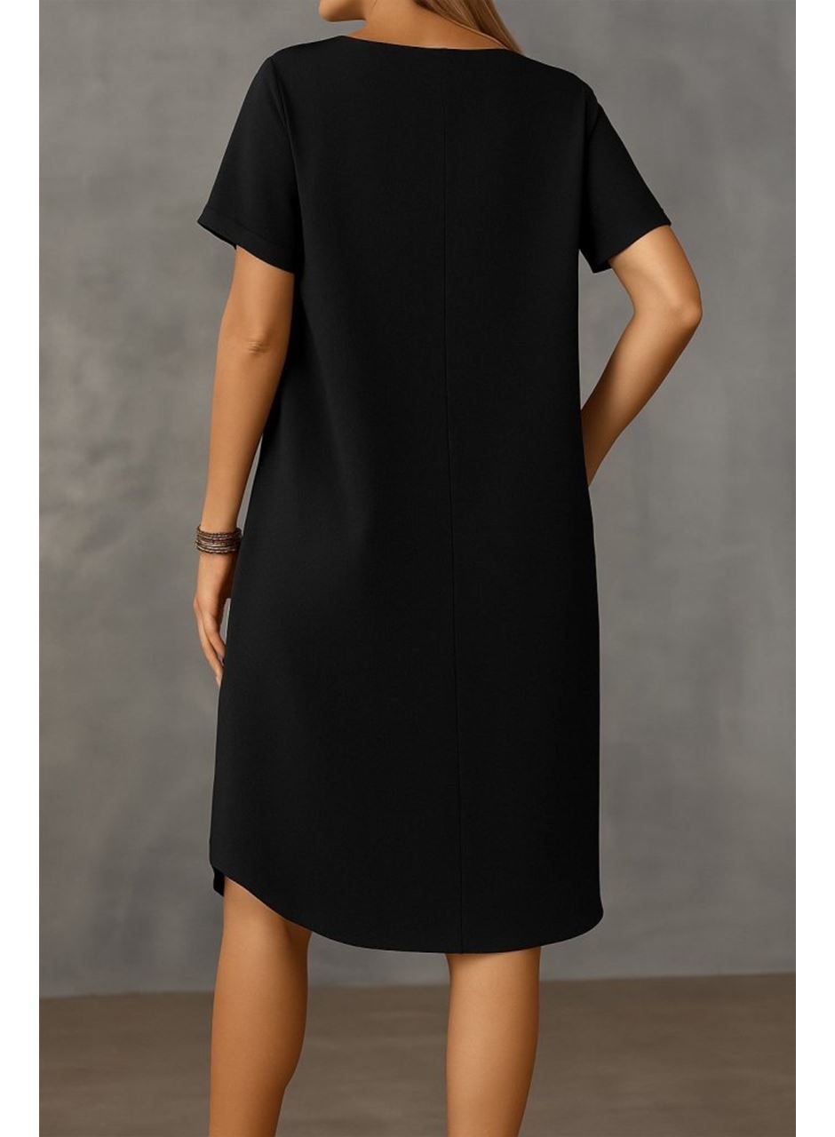 Kadın Kısa Kollu Kayık Yaka Bürümcük Elbise