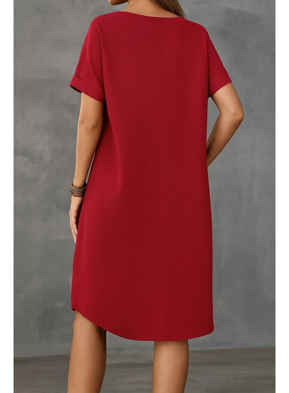 Kadın Kısa Kollu Kayık Yaka Bürümcük Elbise