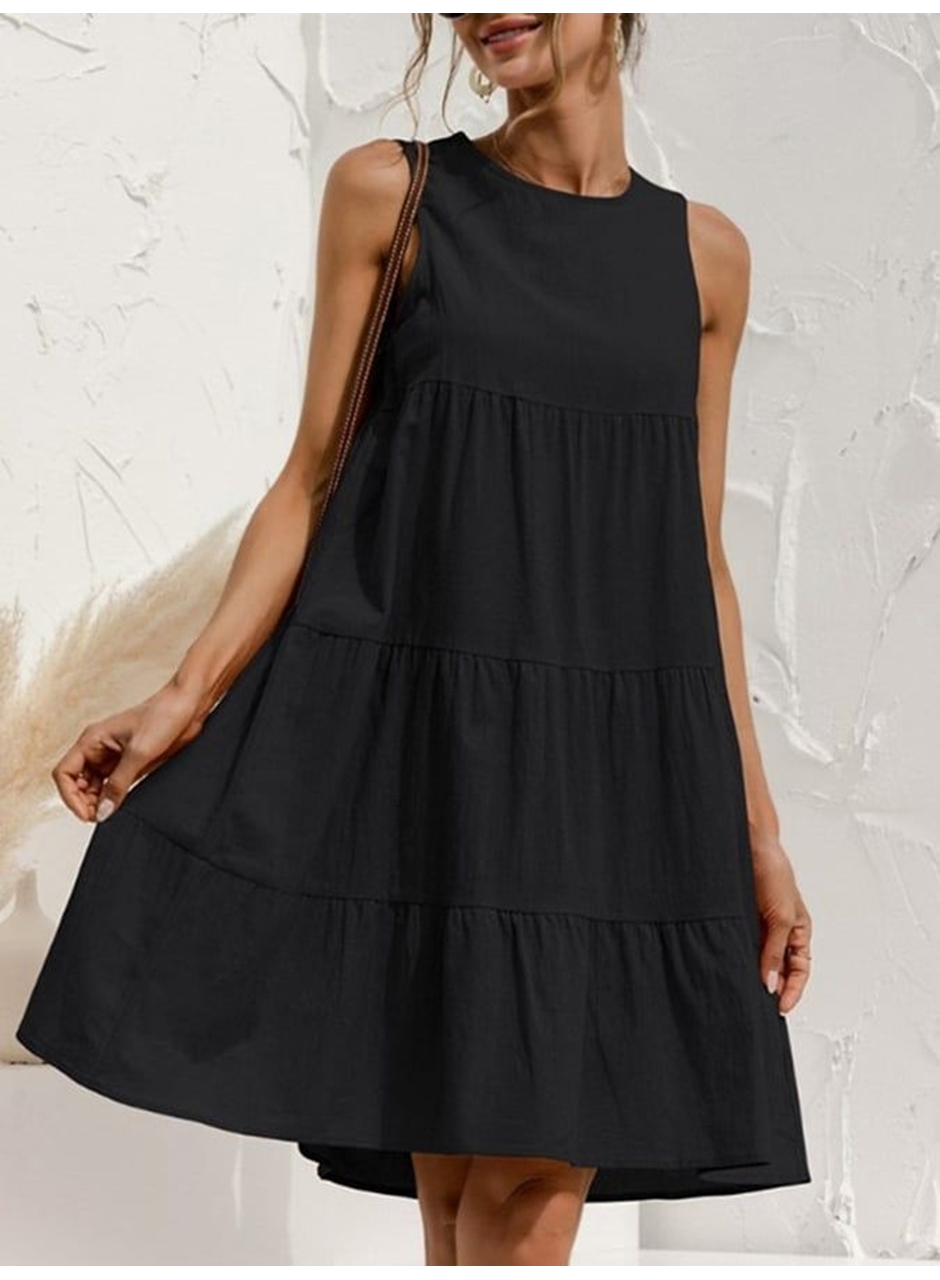 Kadın Sıfır Kol Bisiklet Yaka Aerobin Elbise