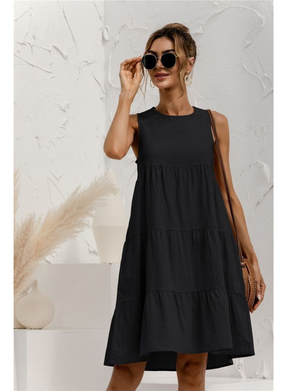 Kadın Sıfır Kol Bisiklet Yaka Aerobin Elbise