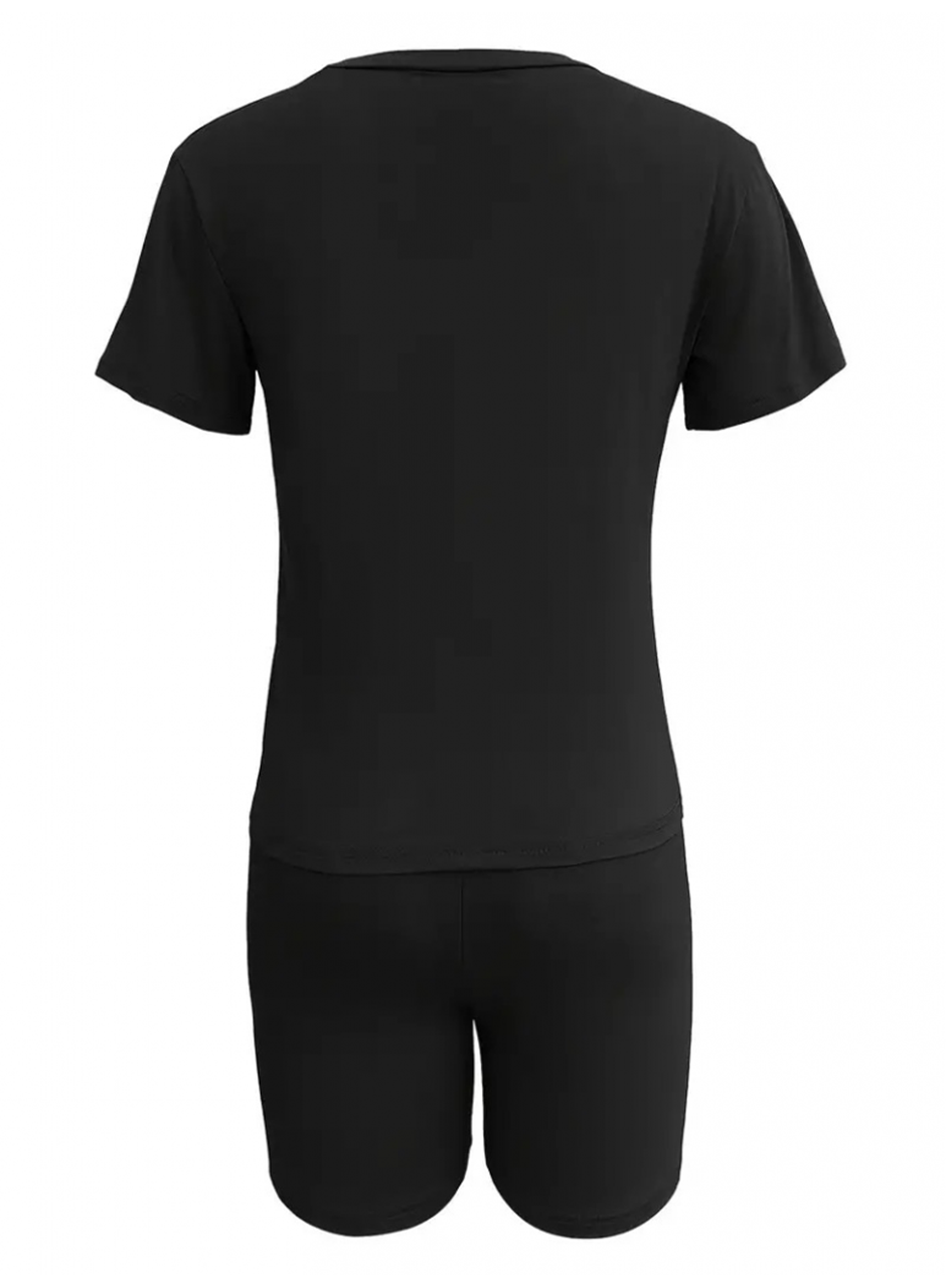 Kadın Kısa Kollu çapa Baskılı Viskon Ikili Takım