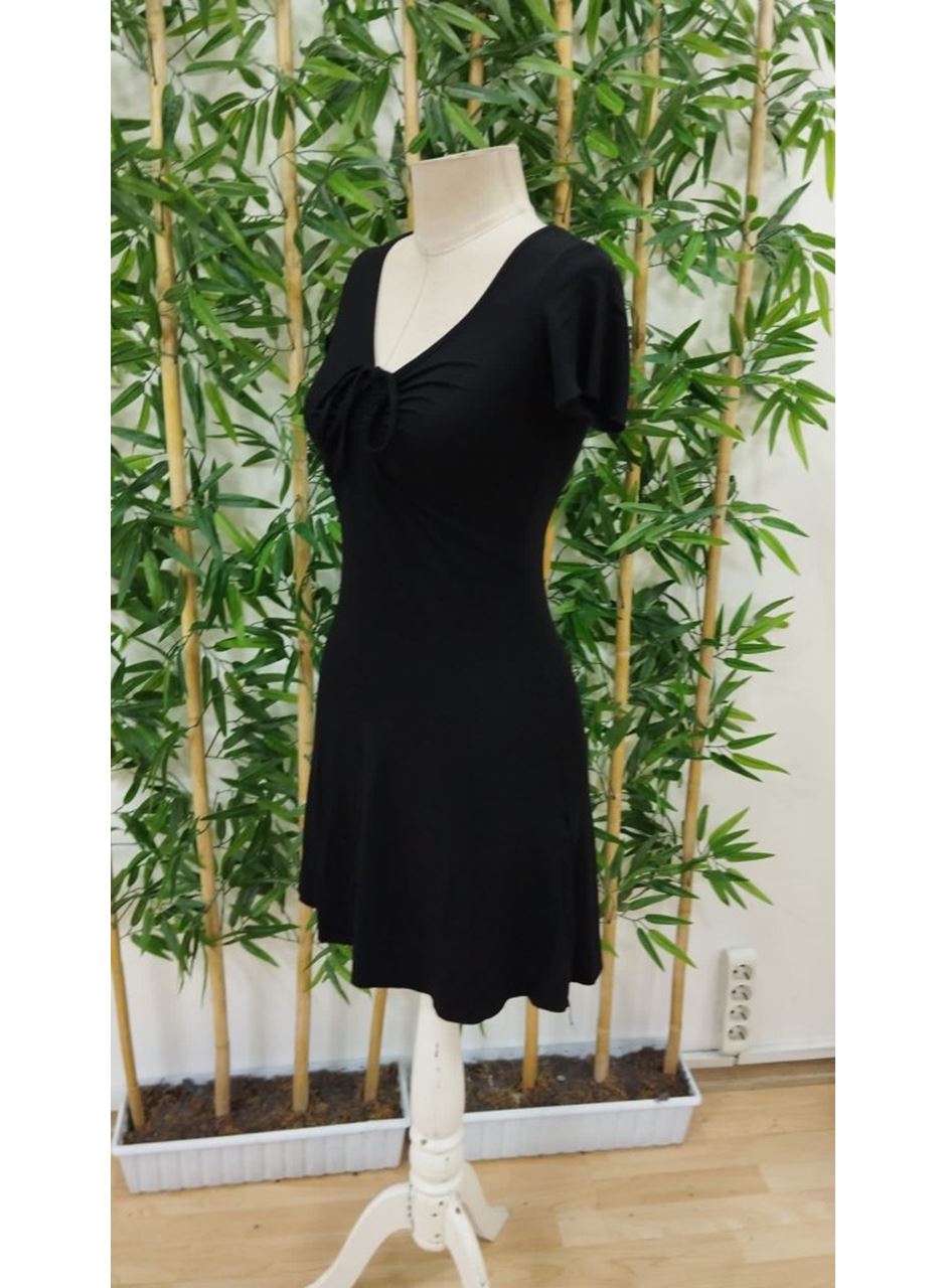 Kadın Kısa Kollu Derin Büzgülü V Yakalı Viskon Elbise