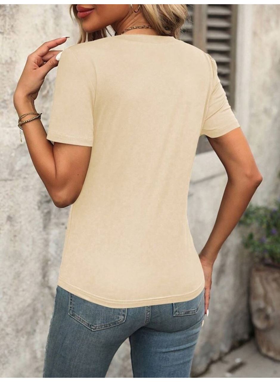 Kadın Kollu V Yakalı Omuzlarda çizgi Detaylı Viskon Bluz