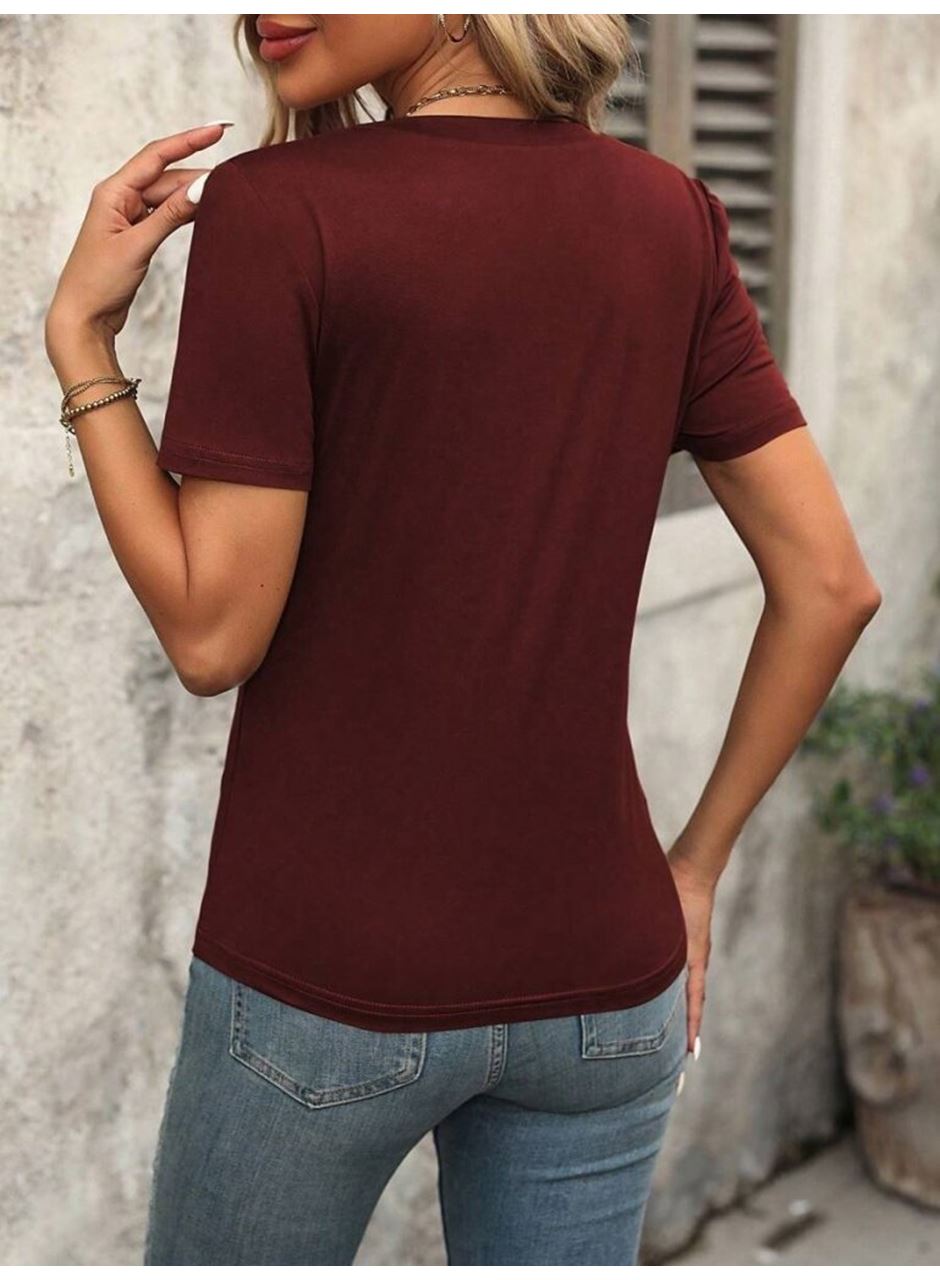 Kadın Kollu V Yakalı Omuzlarda çizgi Detaylı Viskon Bluz