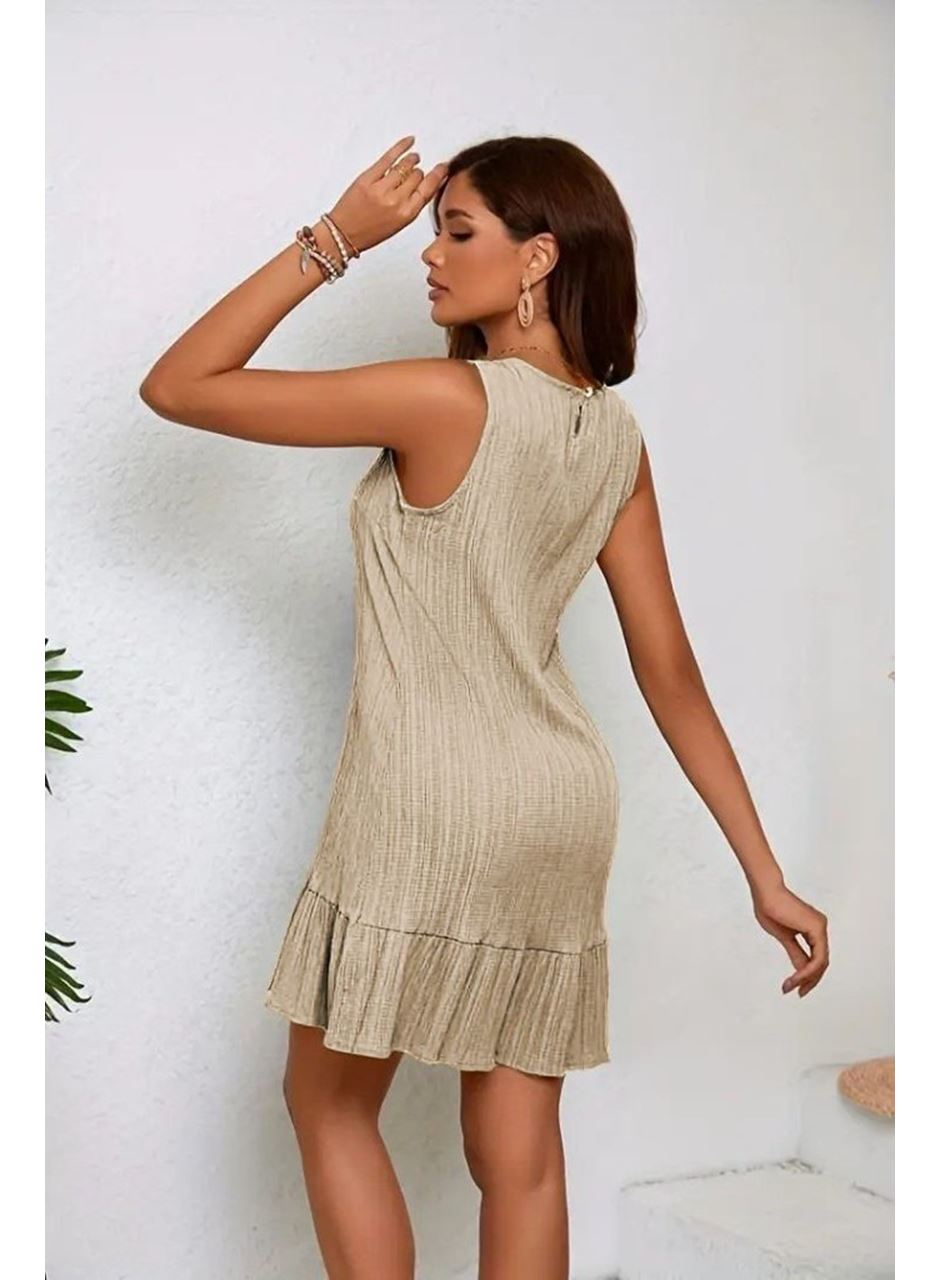 Kadın Askılı Bisiklet Yaka Fırfırlı Kısa Marta Elbise