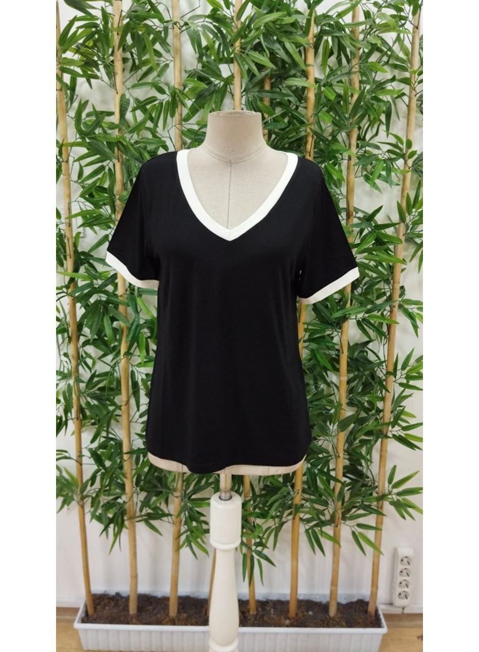 Kadın Kısa Kollu V Yakalı Viskon Bluz