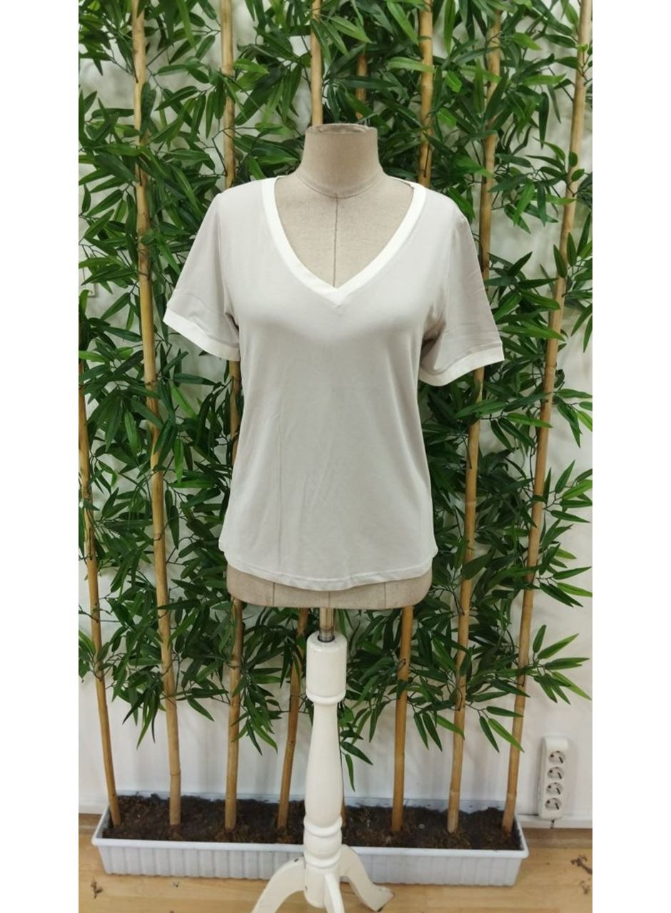 Kadın Kısa Kollu V Yakalı Viskon Bluz