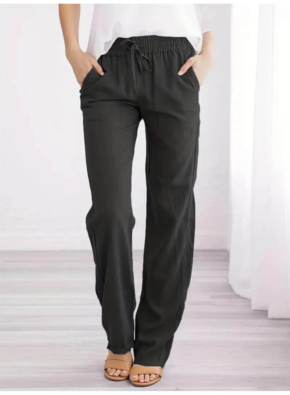 Kadın Beli Lastikli Keten Pantolon
