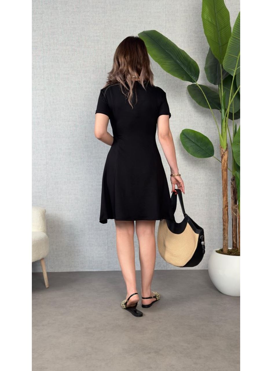 Kadın Penye Kumaş Çiçek Desenli Nakışlı Elbise