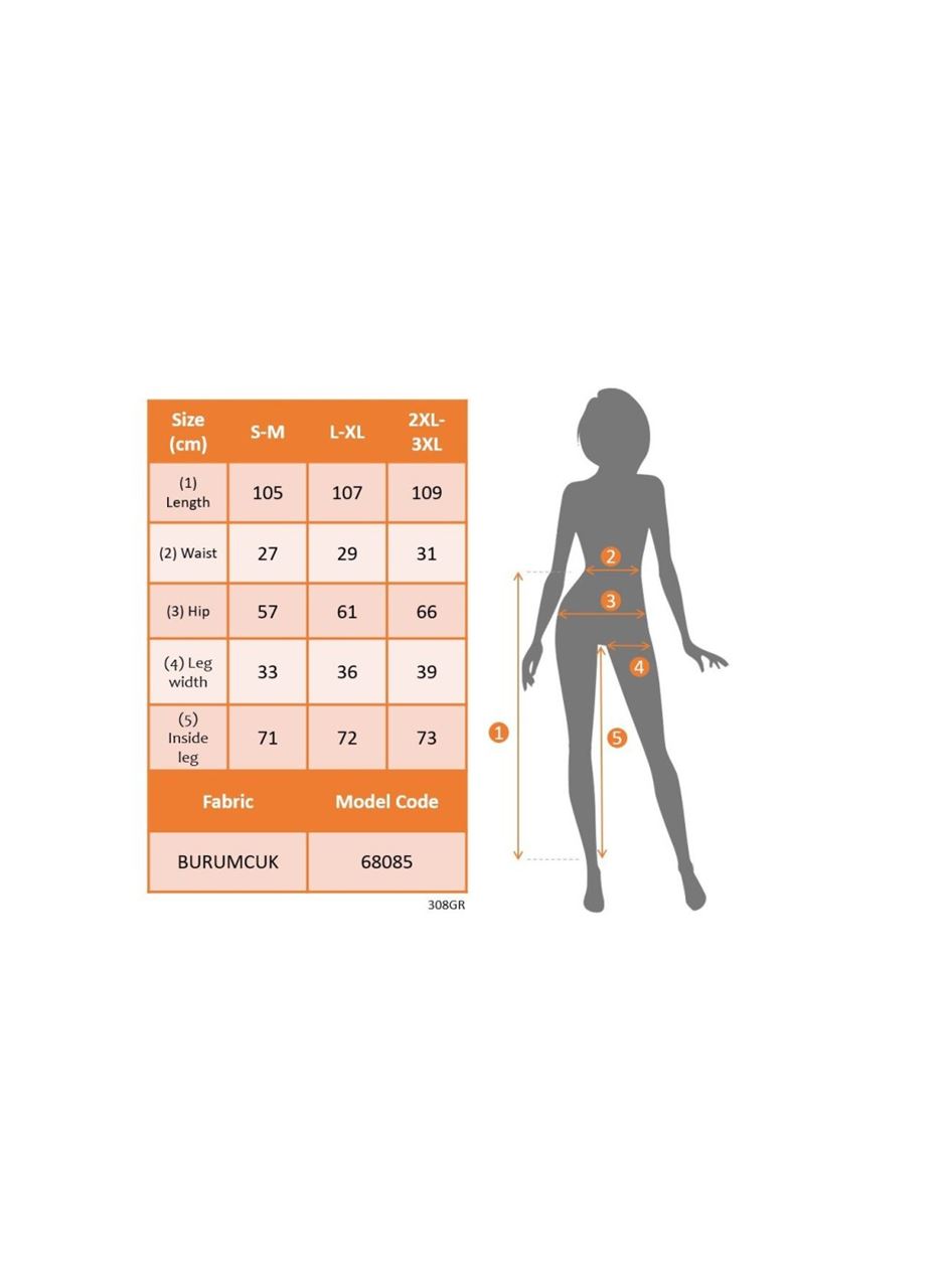Kadın Yüksek Bel Lastikli önden Iki Parçalı Desenli Bürümcük Pantolon
