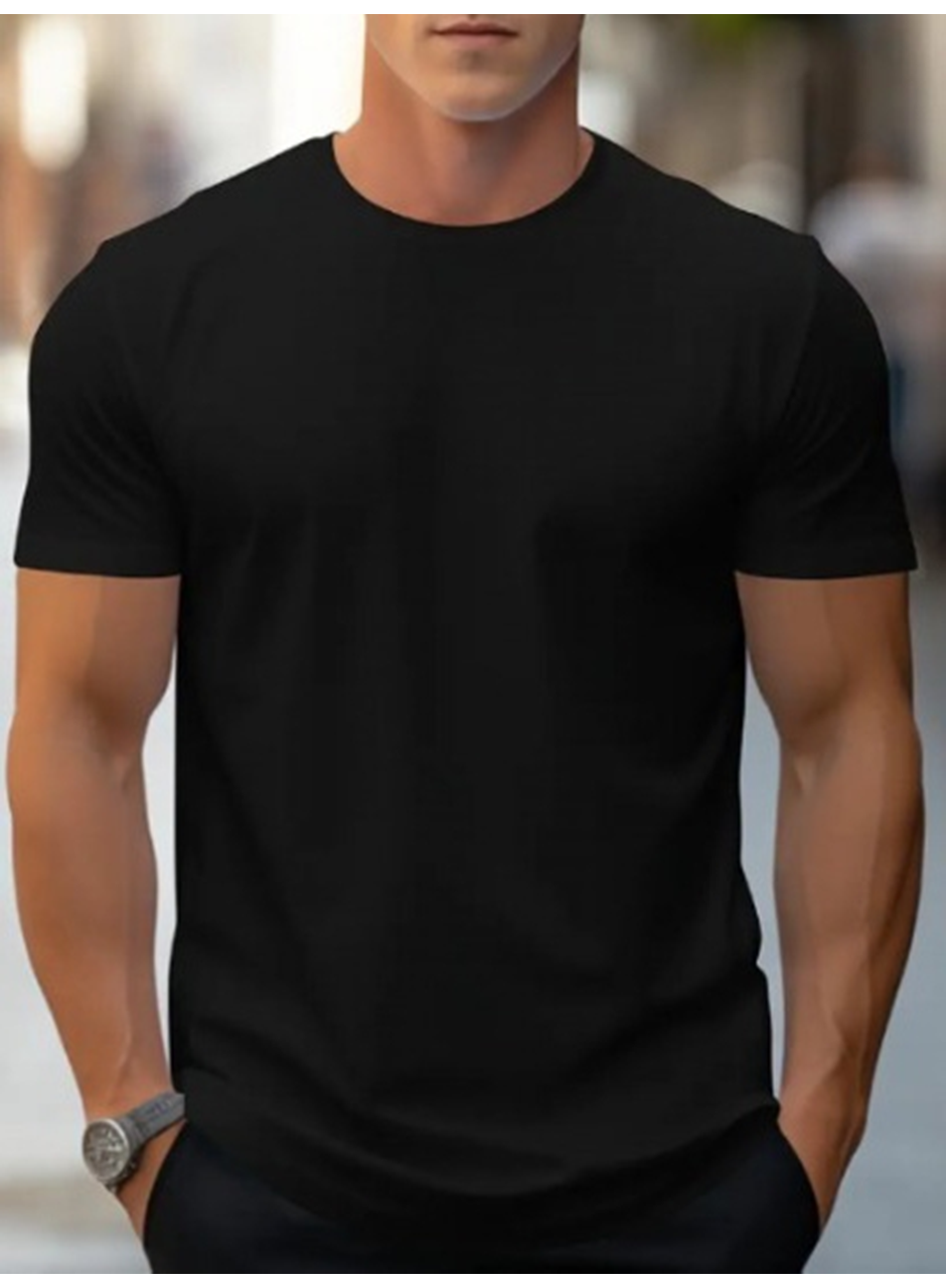 Erkek Kısa Kollu Bisiklet Yaka Iki Iplik Tişört