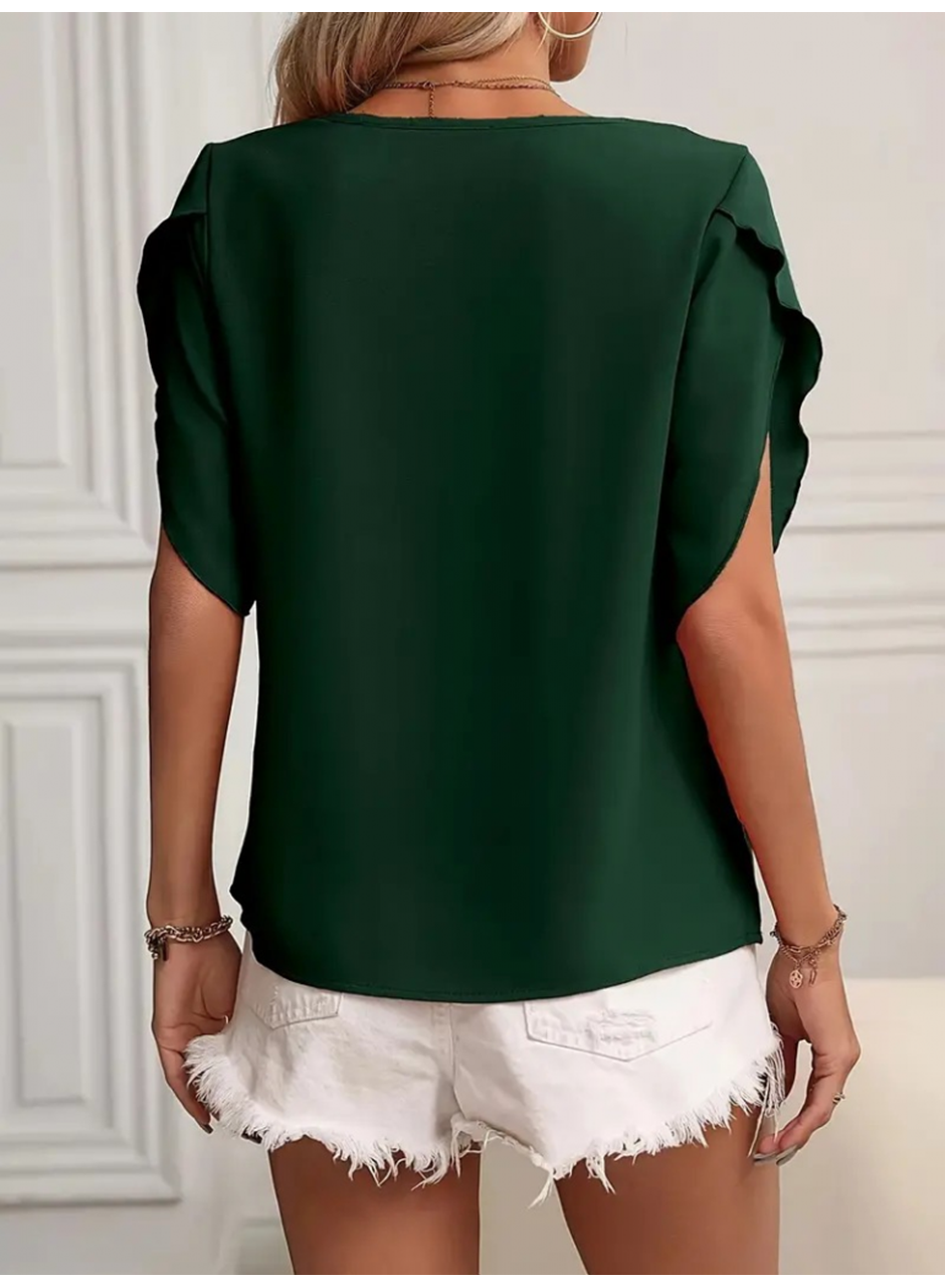 Kadın Kısa Kollu Yaka Ve Kol Detay Jesica Bluz