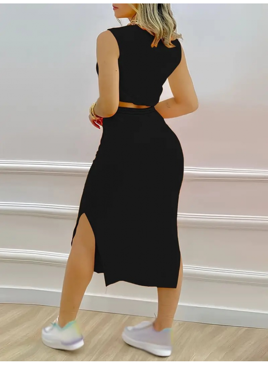 Kadın Iki Iplik Crop Etek Ikili Takım