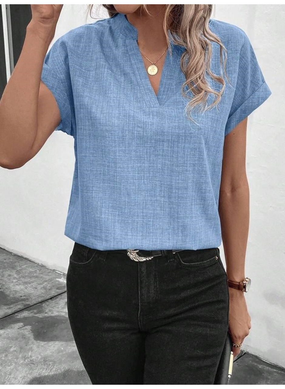 Kadın Kısa Kollu Hakim Yaka Sofya Bluz
