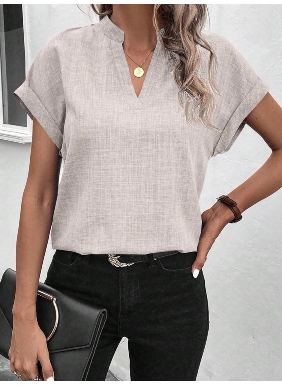 Kadın Kısa Kollu Hakim Yaka Sofya Bluz