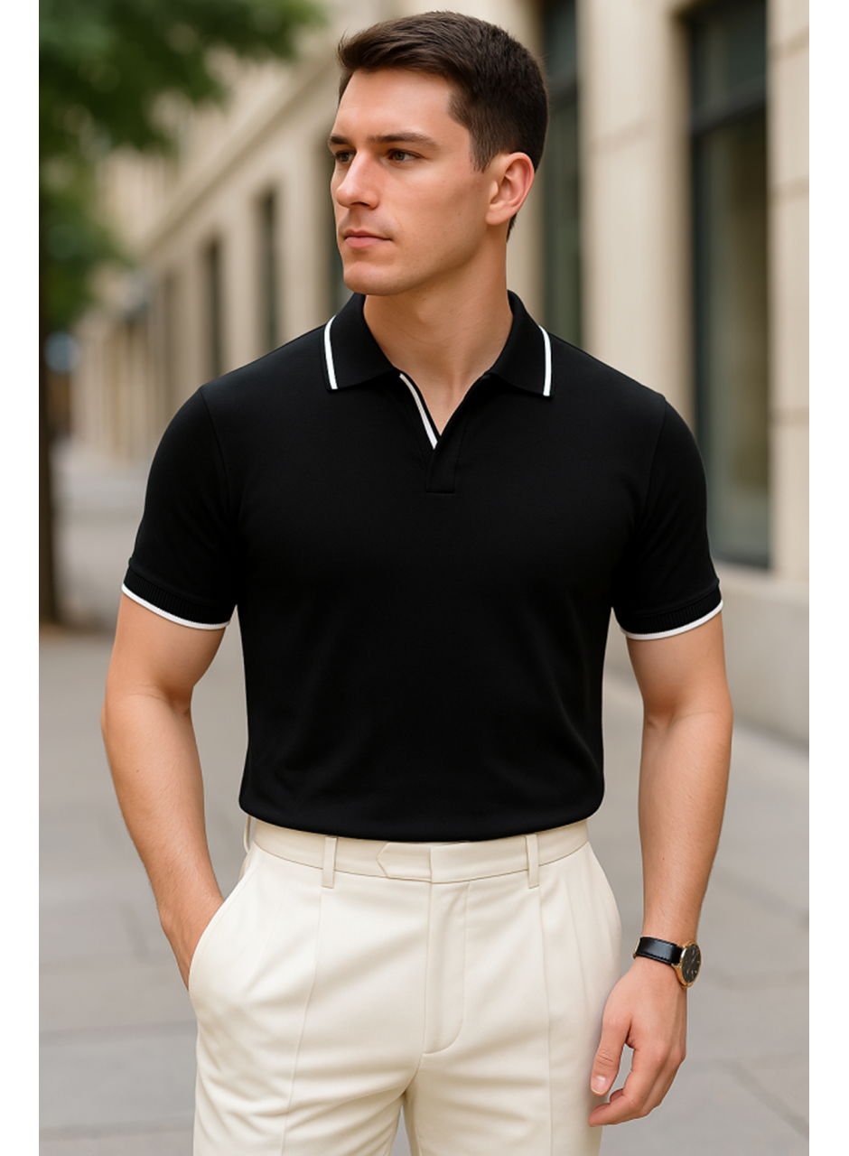 Erkek Uzun Kollu Yakalı Triko Tişört