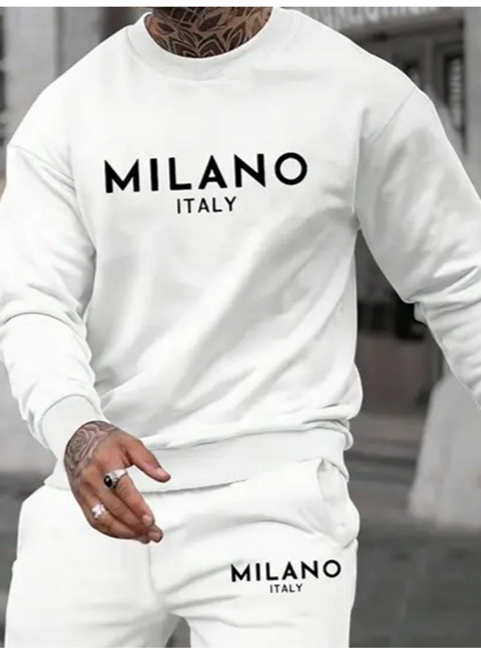 Erkek Uzun Kollu Baskı Detaylı Iki Iplik Takım