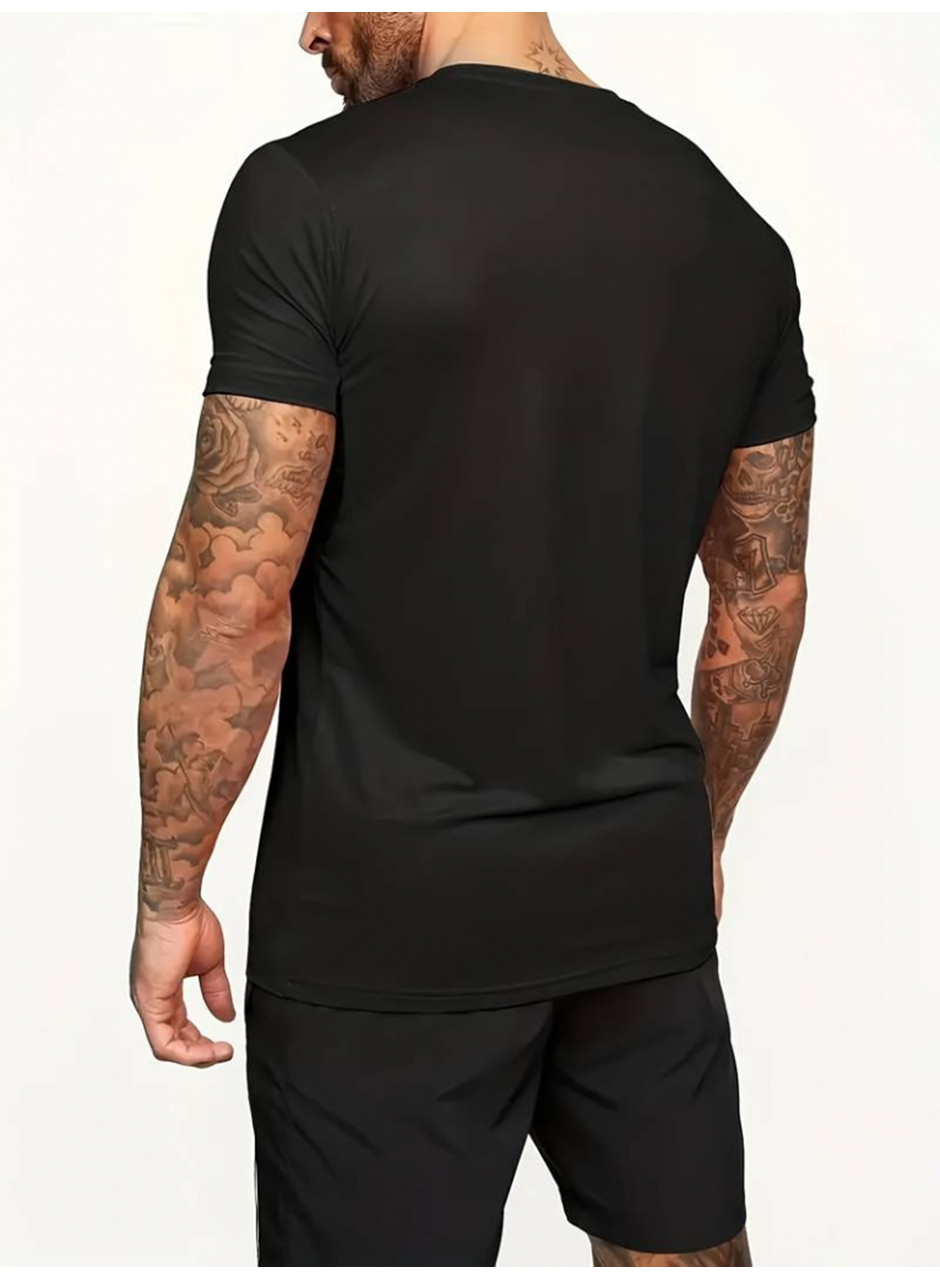Erkek Kısa Kollu Bisiklet Yaka Baskılı Tişört Ipli Short Iki Iplik Takım