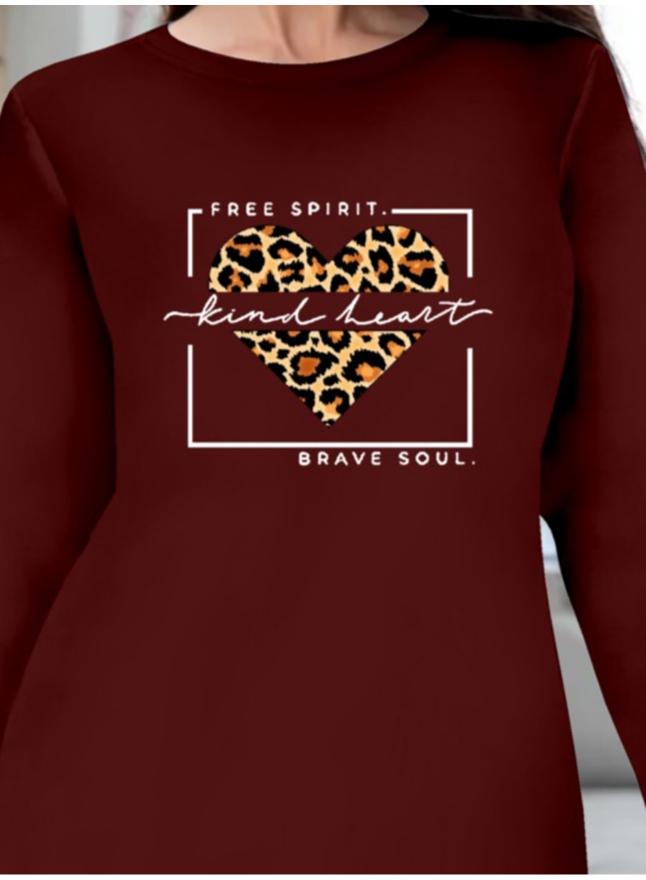 Kadın Uzun Kollu Bisiklet Yaka Desenli Viskon Iki Iplik Bluz