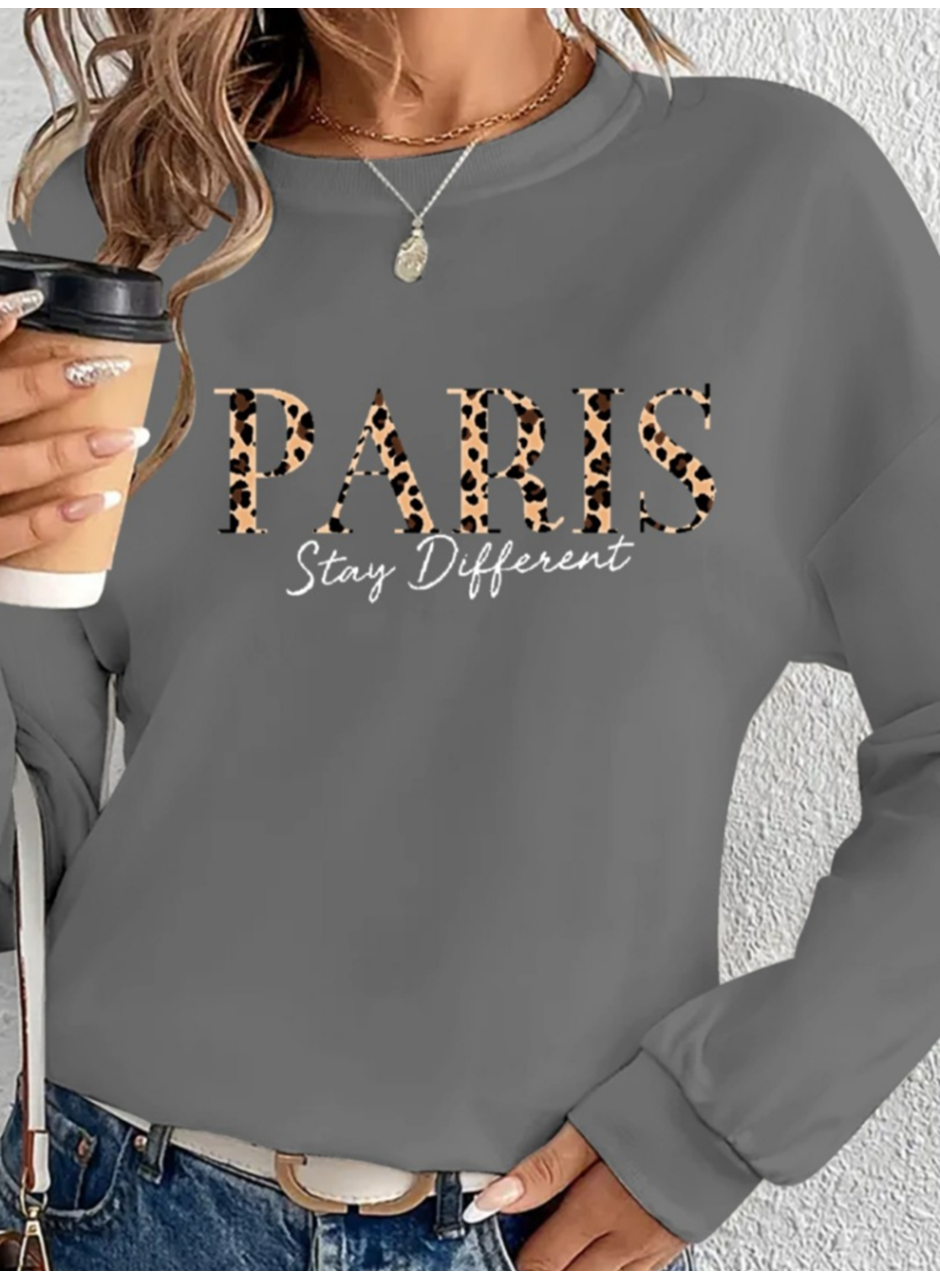 Kadın Uzun Kollu Bisiklet Yaka Desenli Viskon Iki Iplik Bluz