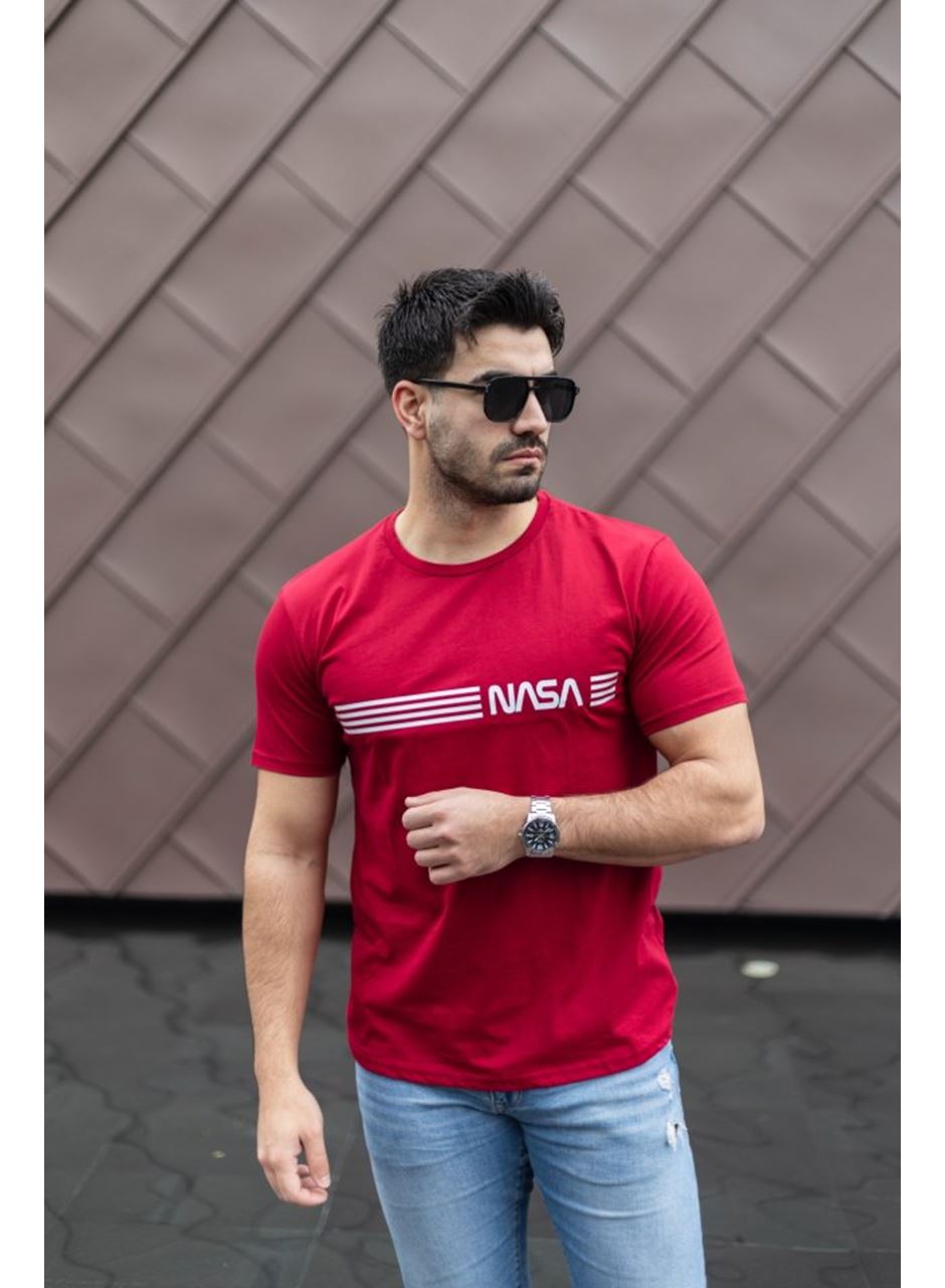 Erkek Kısa Kollu Nasa Baskı Basic Erkek T-shirt