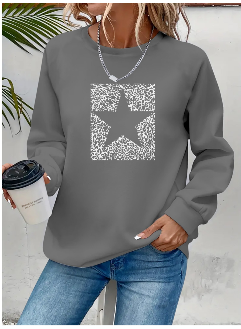 Kadın Uzun Kollu Bisiklet Yaka Desenli Viskon Iki Iplik Bluz