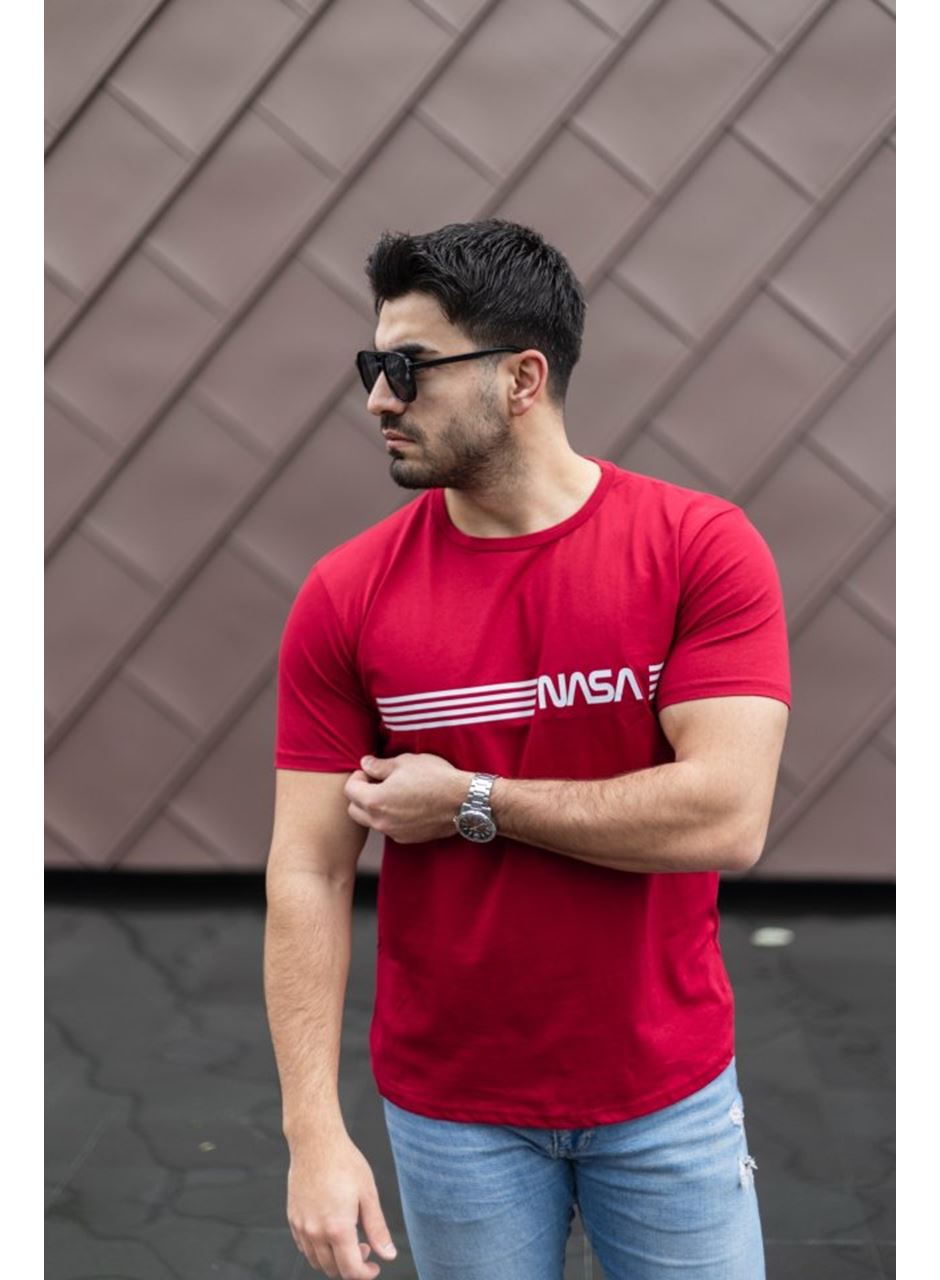 Erkek Kısa Kollu Nasa Baskı Basic Erkek T-shirt