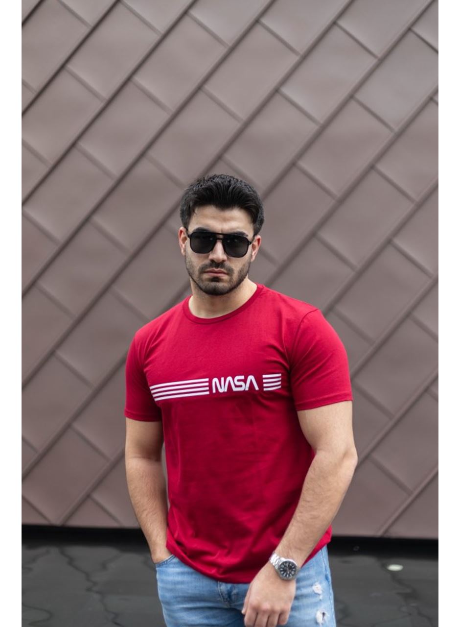 Erkek Kısa Kollu Nasa Baskı Basic Erkek T-shirt