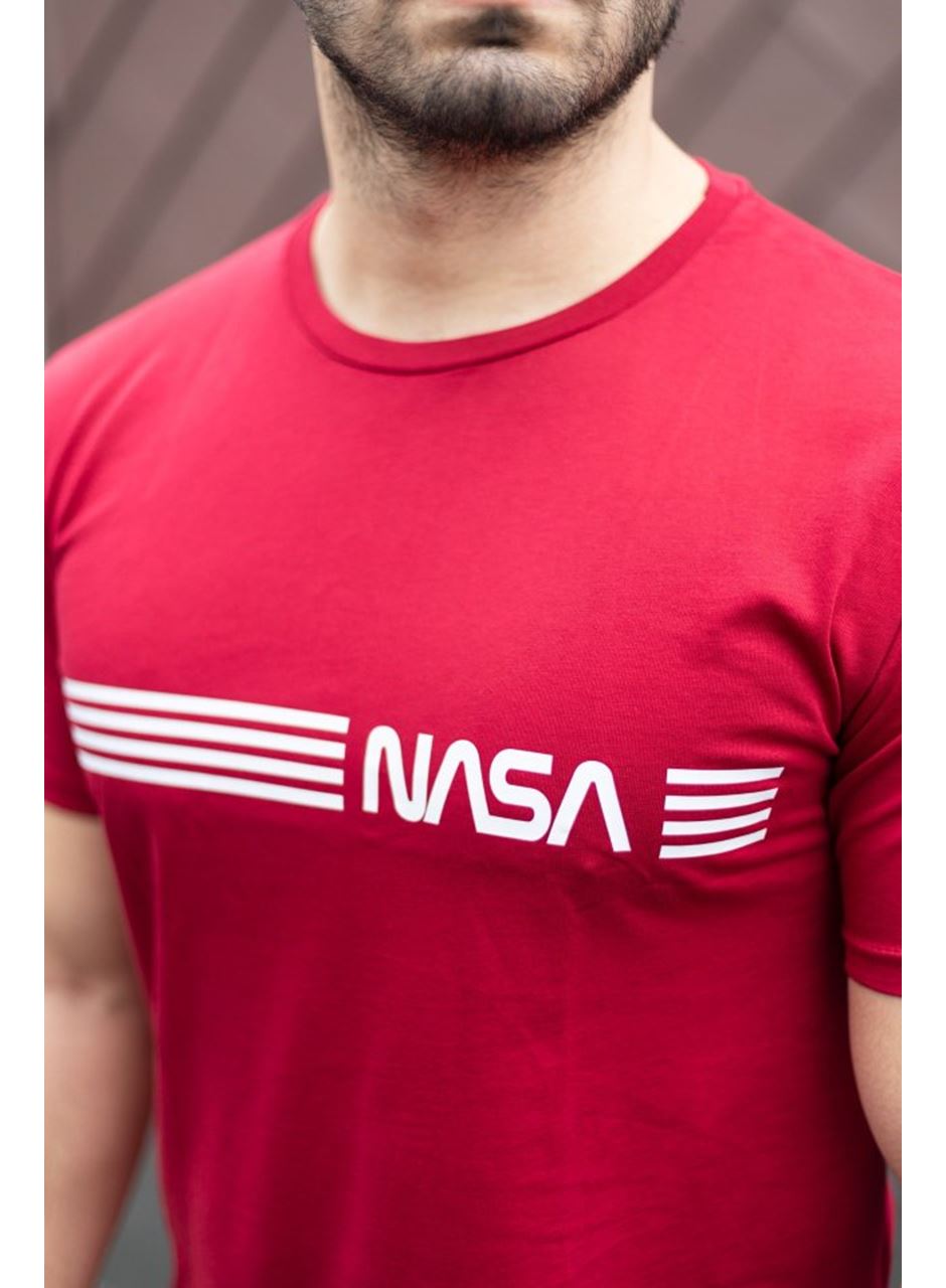 Erkek Kısa Kollu Nasa Baskı Basic Erkek T-shirt