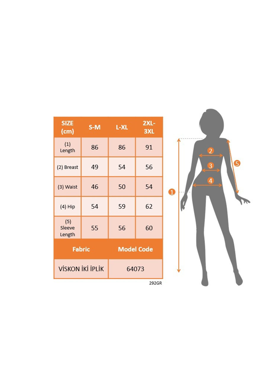 Kadın Uzun Kollu Bisiklet Yaka Kısa Viskon Iki Iplik Elbise